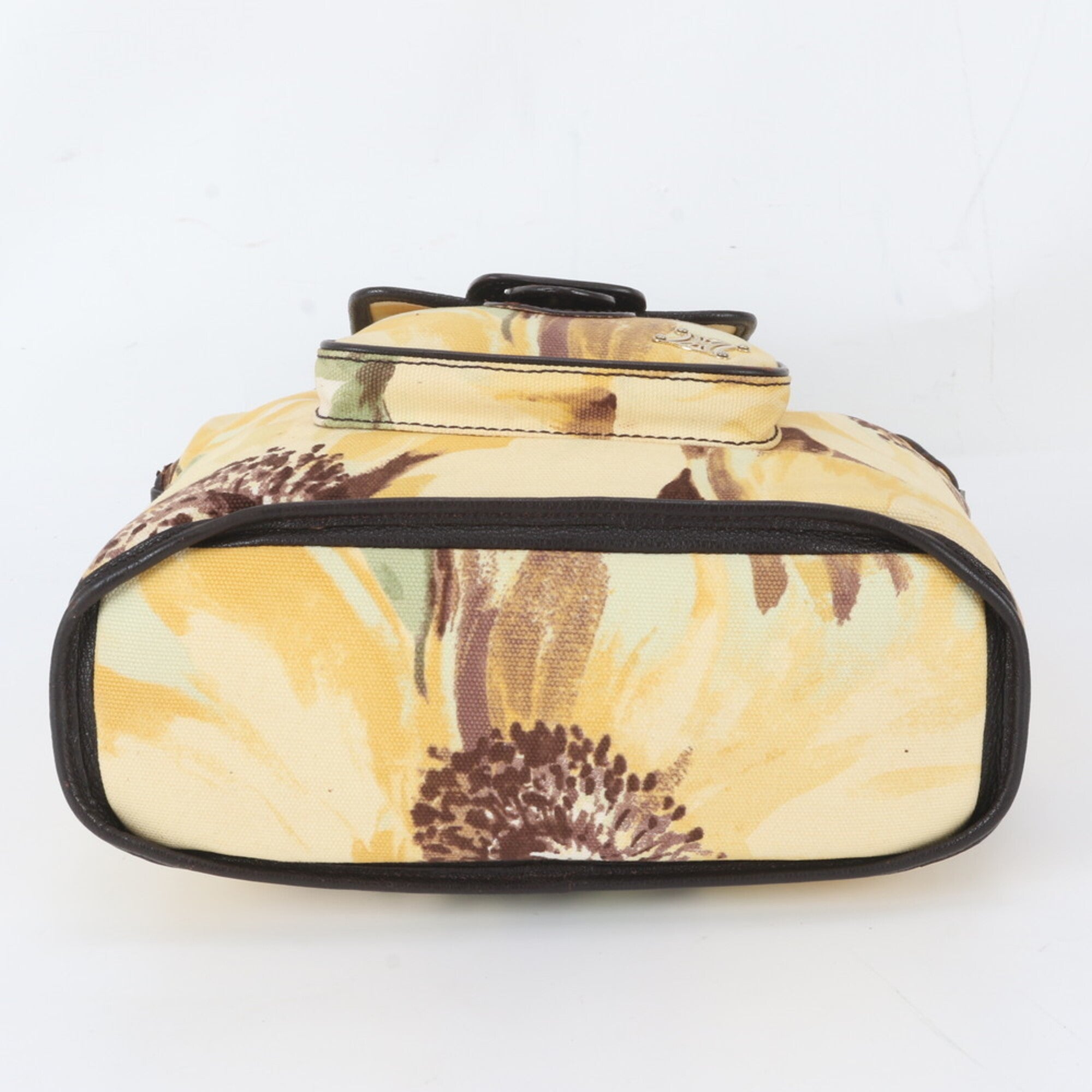 Celine Brown Yellow Leather Canvas Handbag Shoulder Bag Tote Bag (Pre-Owned)