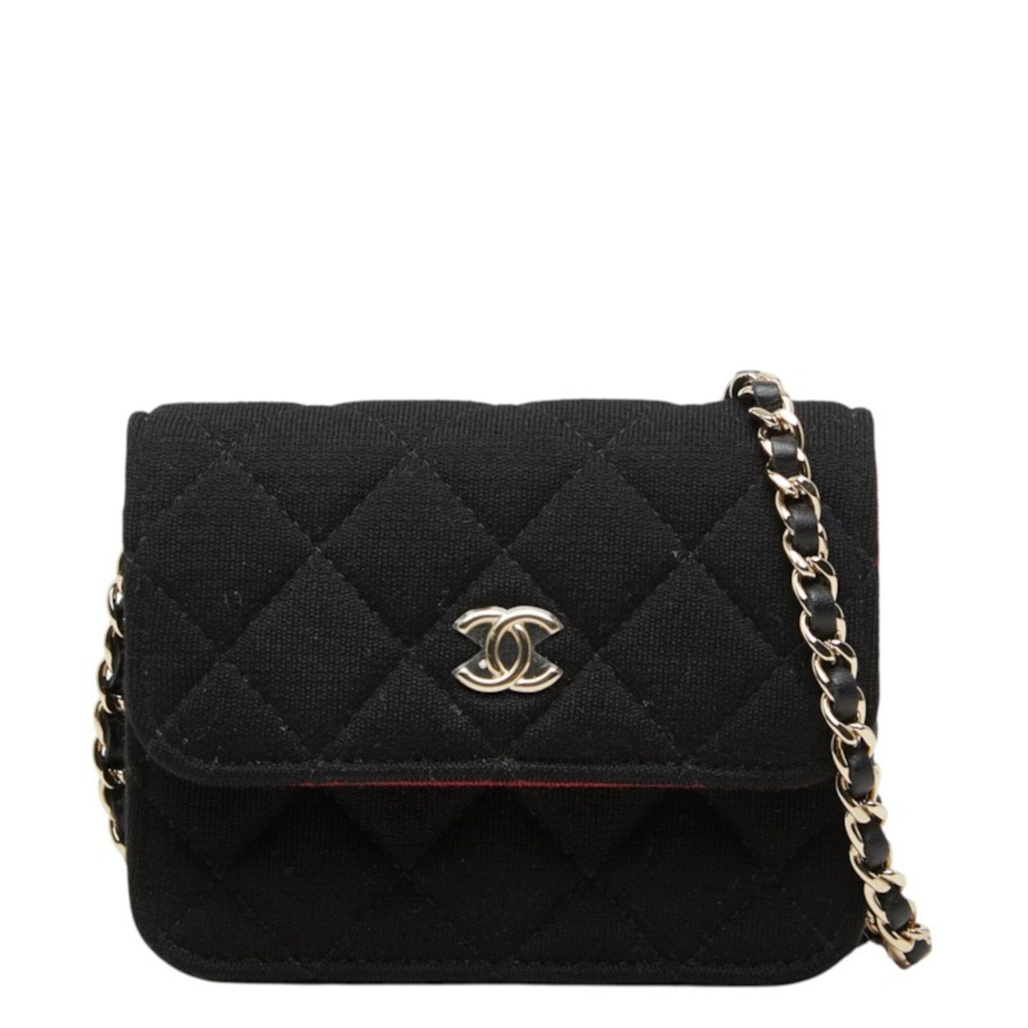 Chanel Black Canvas Leather Shoulder Bag (Pre-Owned)
