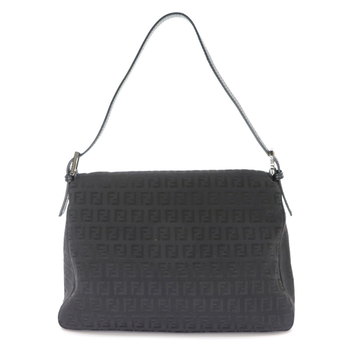 Fendi Zucchino Black Canvas Leather Baguette Bag Handbag Shoulder Bag (Pre-Owned)