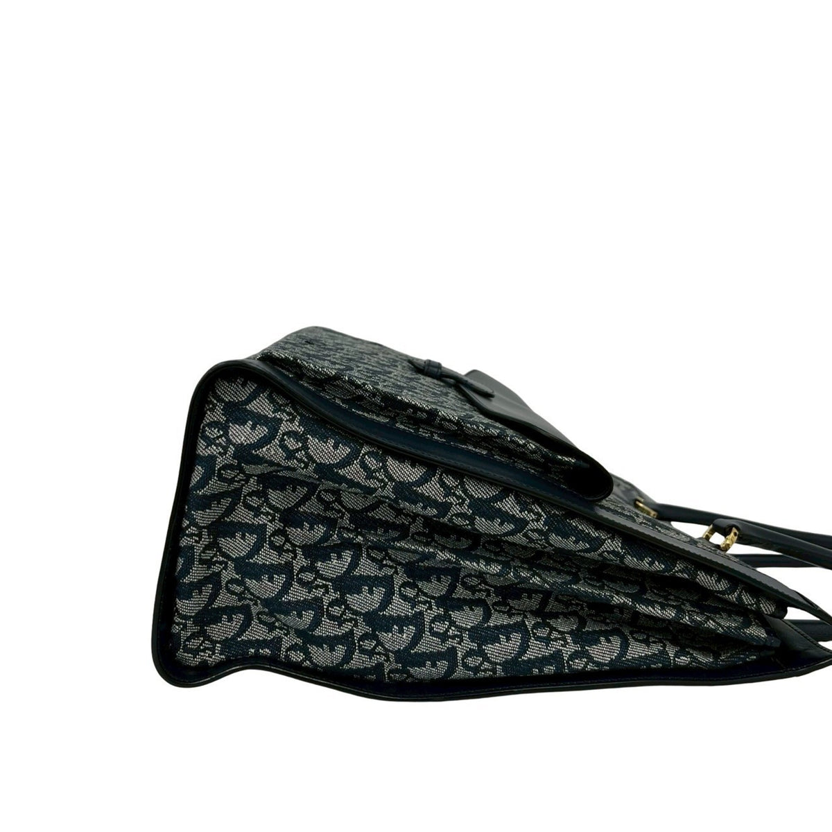 Christian Dior Navy Canvas Leather Handbag Tote Bag (Pre-Owned)