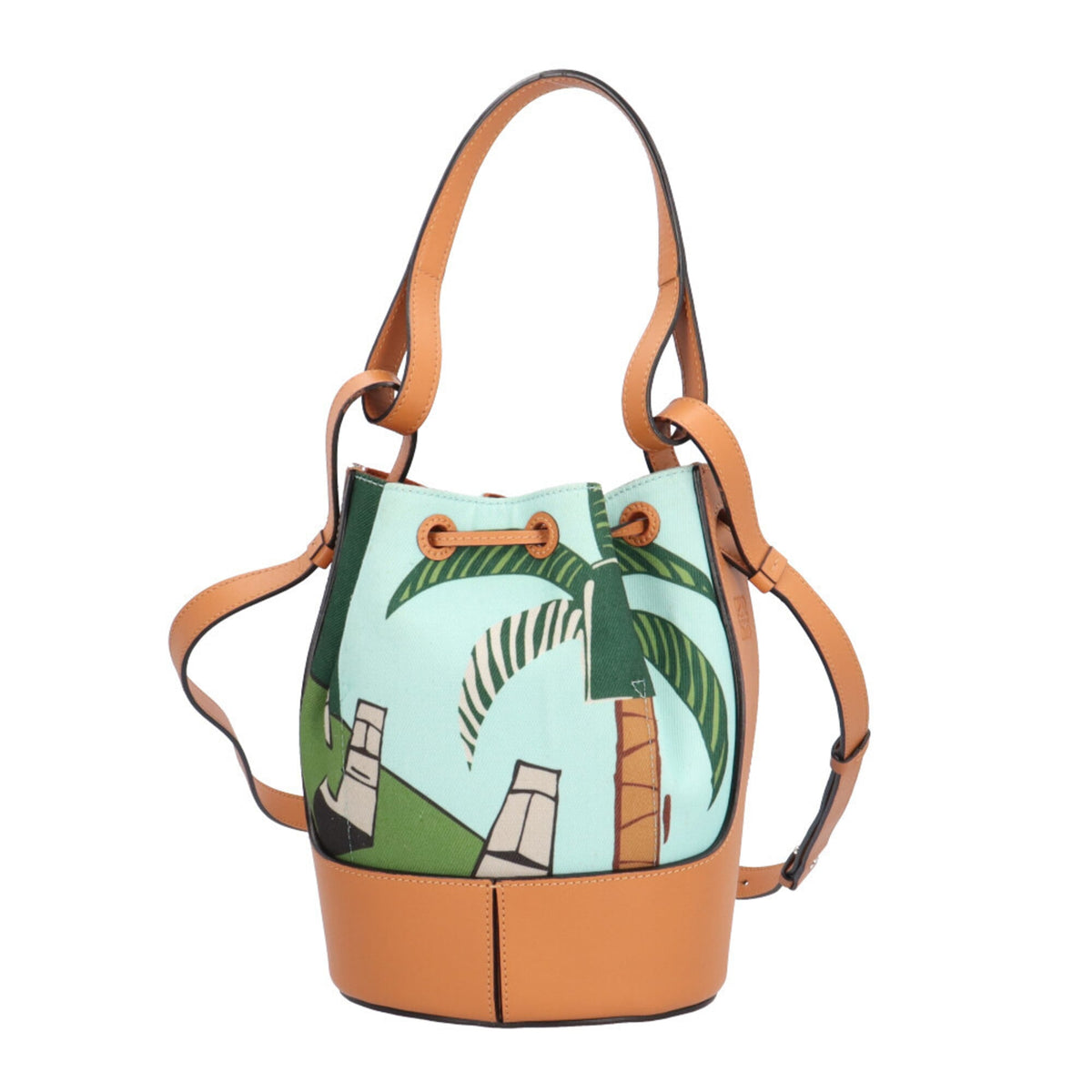 Loewe Blue Brown Canvas Leather Shoulder Bag (Pre-Owned)