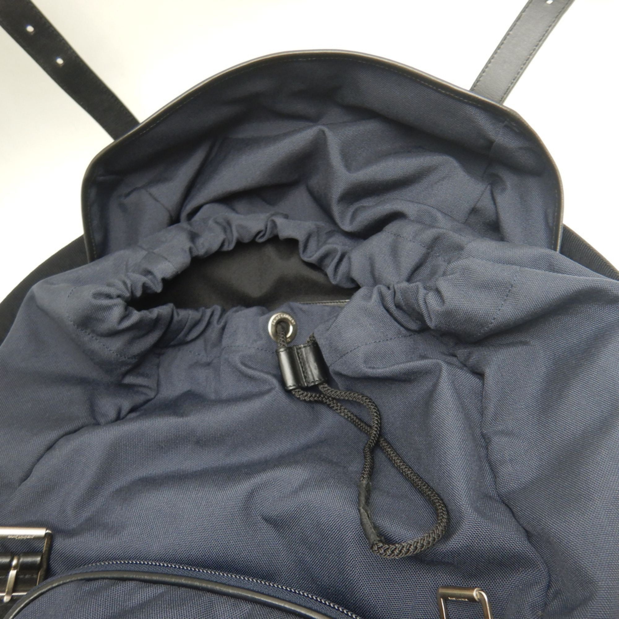 Yves Saint Laurent Navy Canvas Leather Backpack (Pre-Owned)