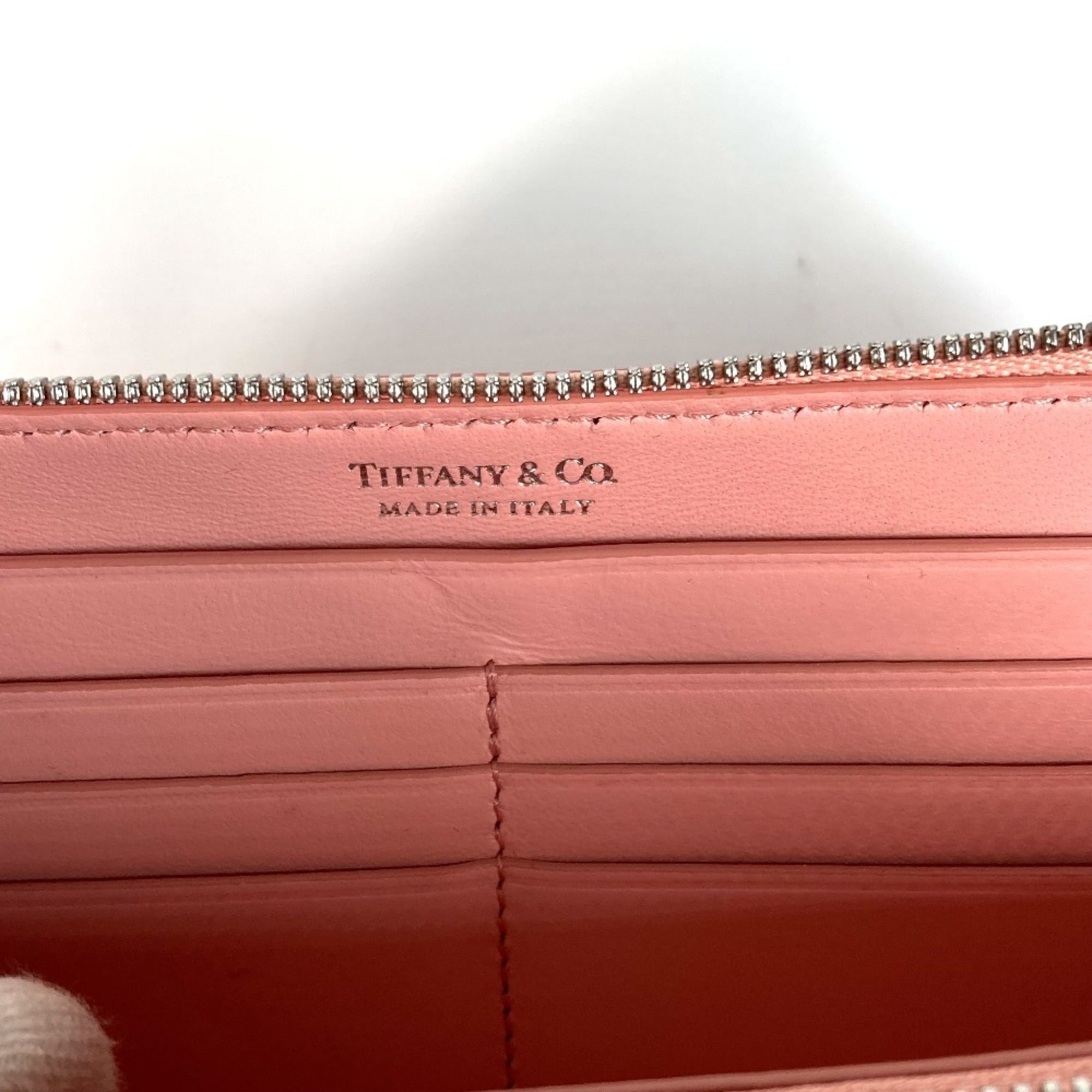 Tiffany Pink Leather Long Wallet (Bi-Fold) (Pre-Owned)