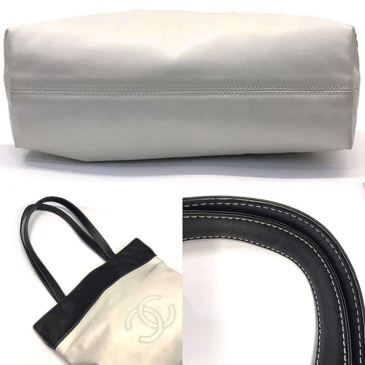 Chanel White Leather Tote Bag (Pre-Owned)