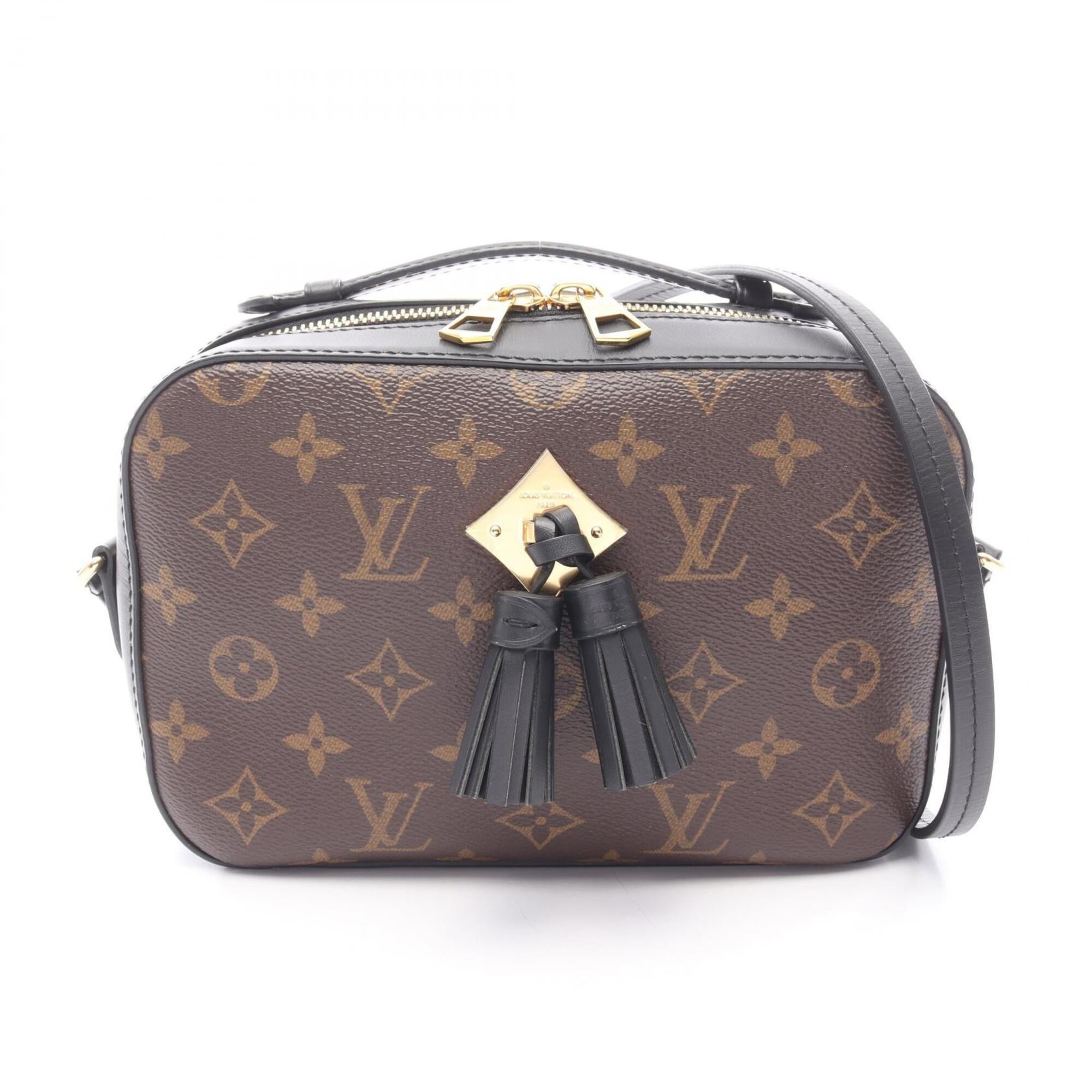 Louis Vuitton Black Brown Coated Canvas Leather Handbag Shoulder Bag (Pre-Owned)