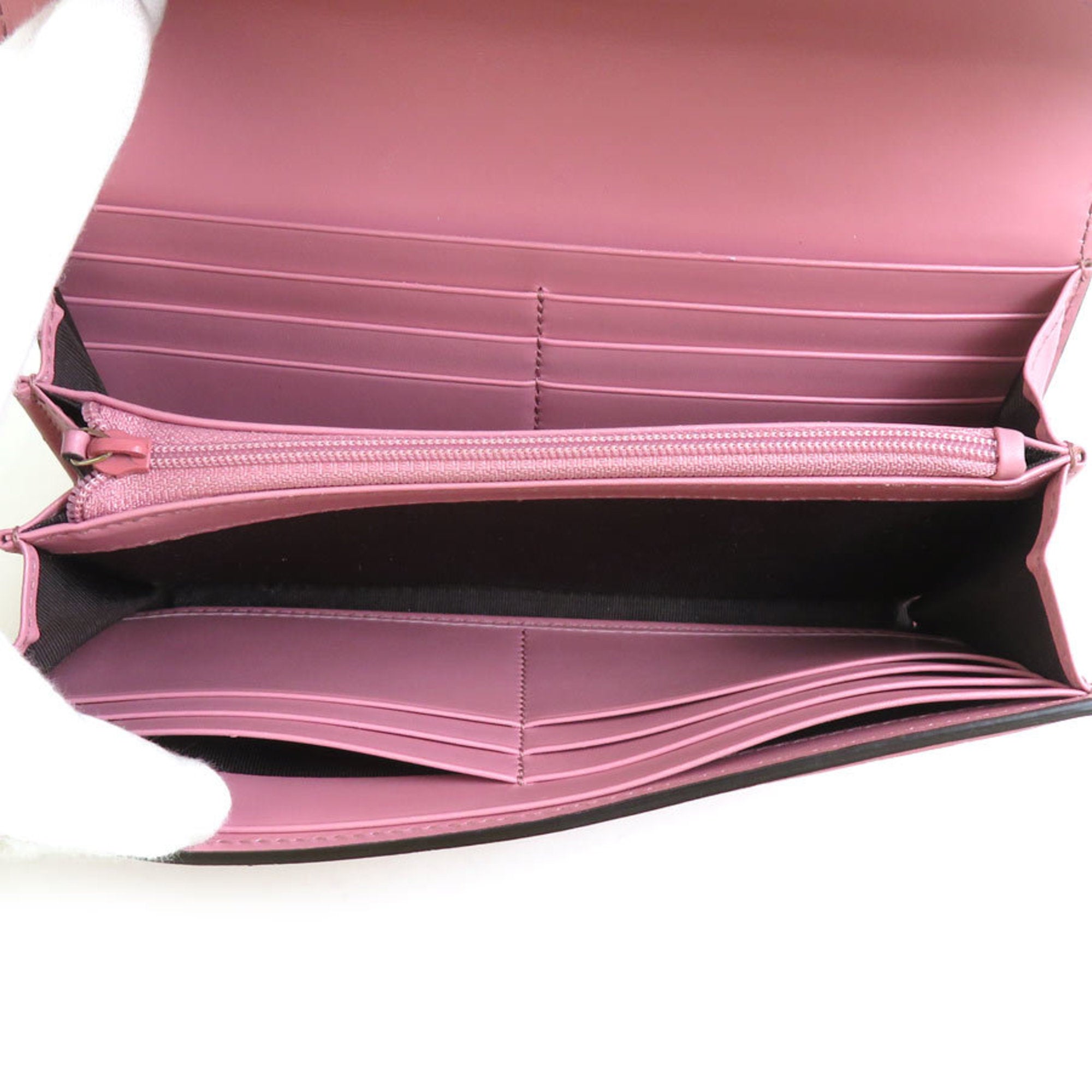 Gucci Pink Leather Long Wallet (Bi-Fold) (Pre-Owned)