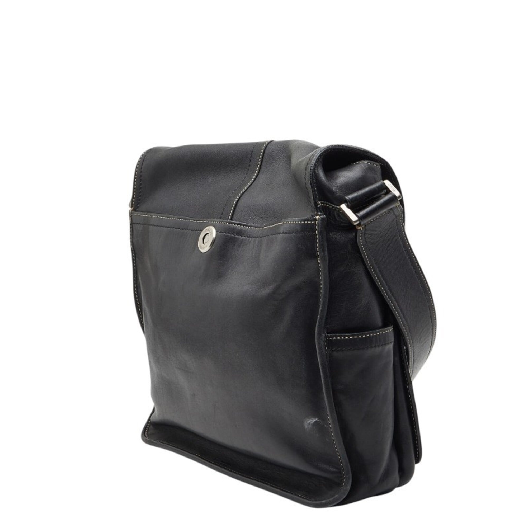 Coach Black Leather Messenger Bag Shoulder Bag (Pre-Owned)