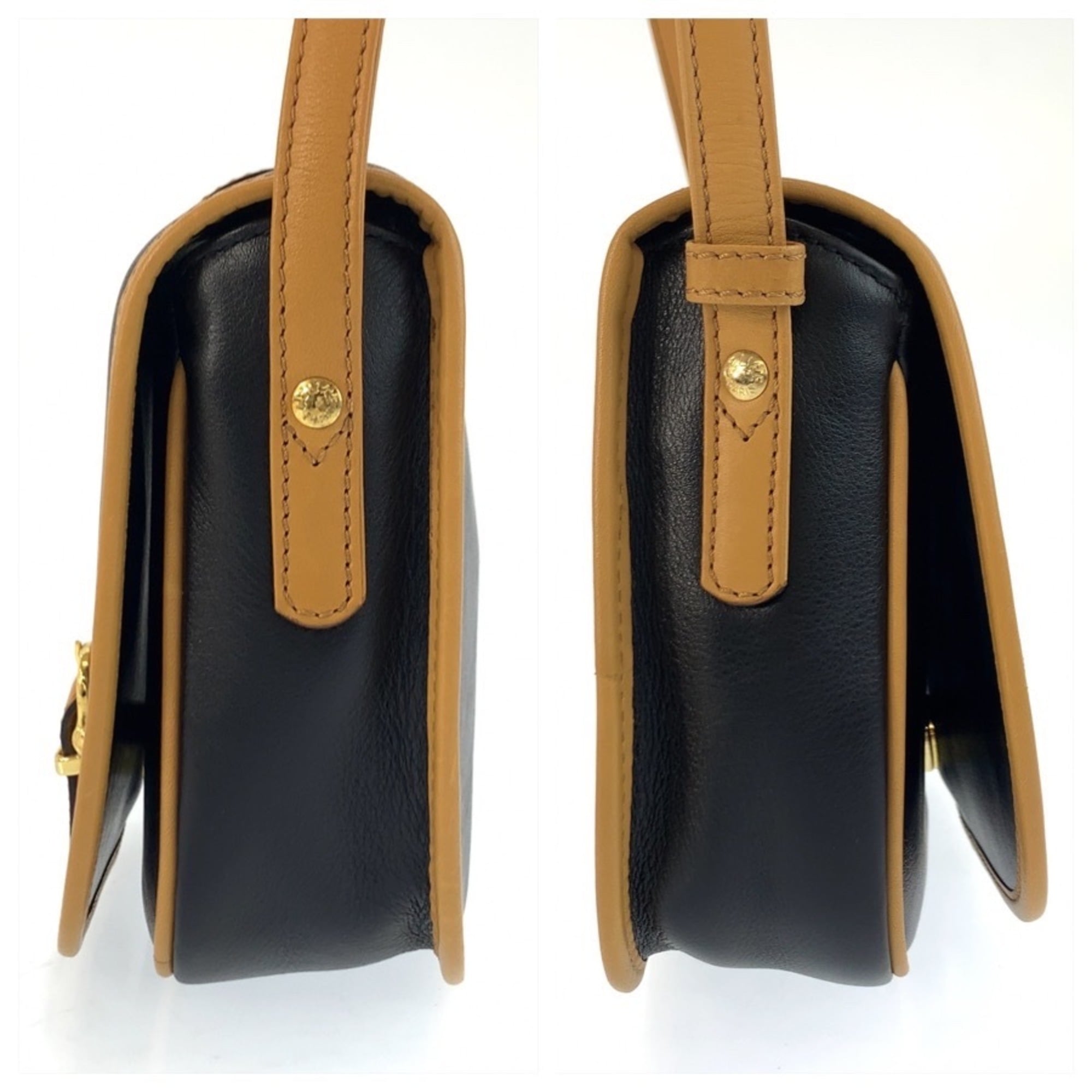 Celine Black Brown Leather Pochette Shoulder Bag (Pre-Owned)