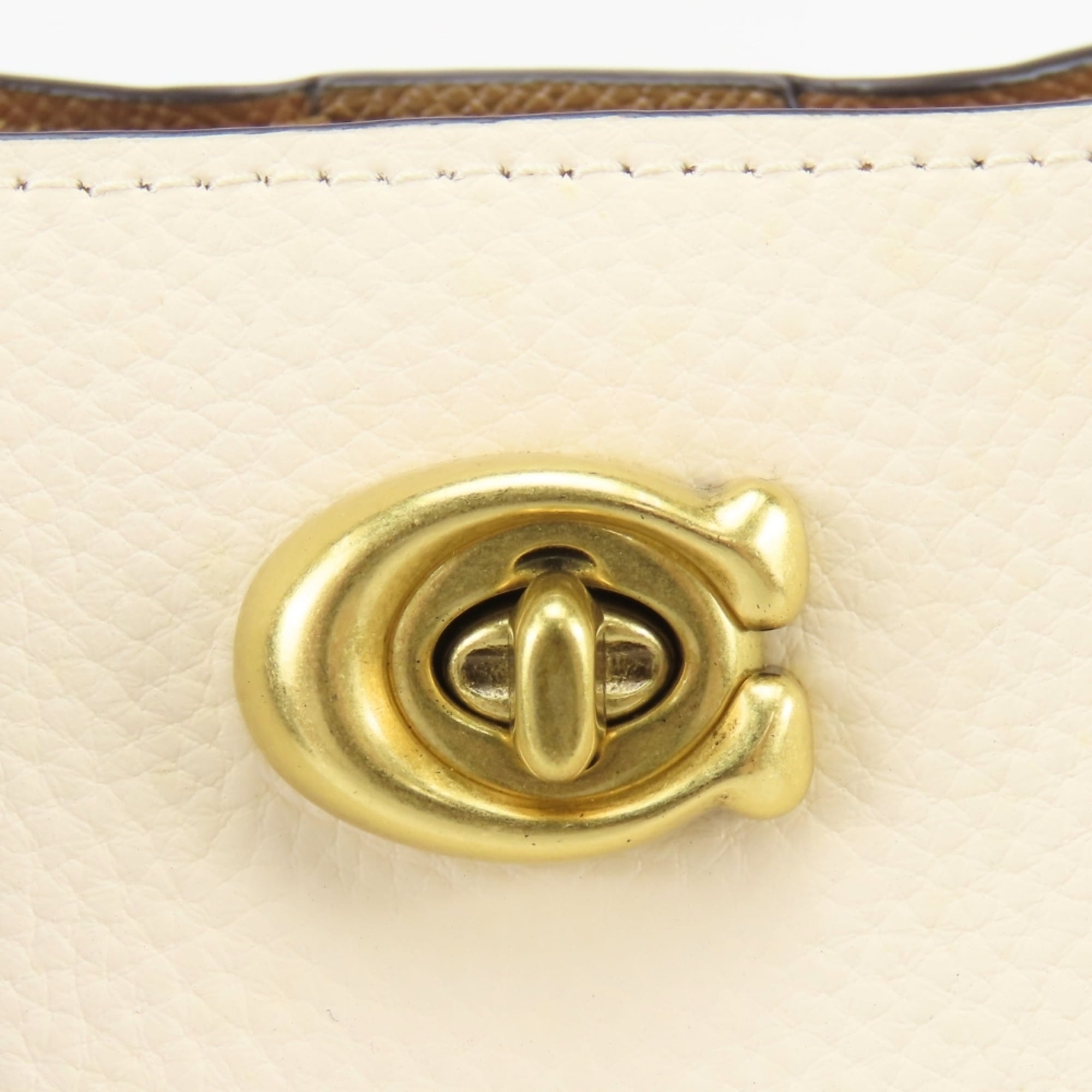 Coach Beige Brown Ivory Handbag (Pre-Owned)