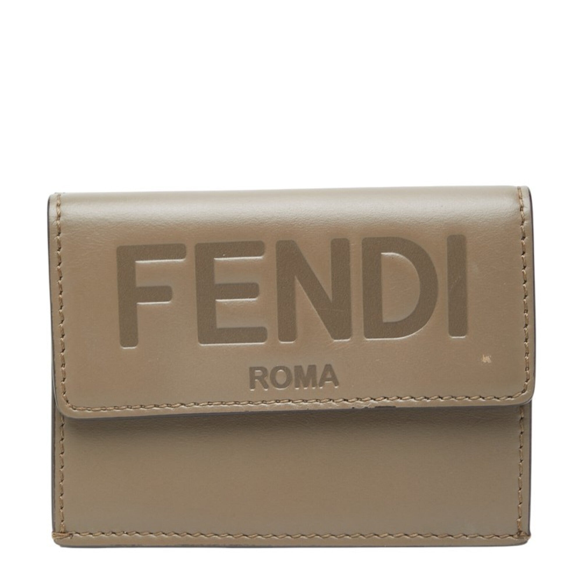 Fendi Grayish Leather Wallet (Tri-Fold) (Pre-Owned)