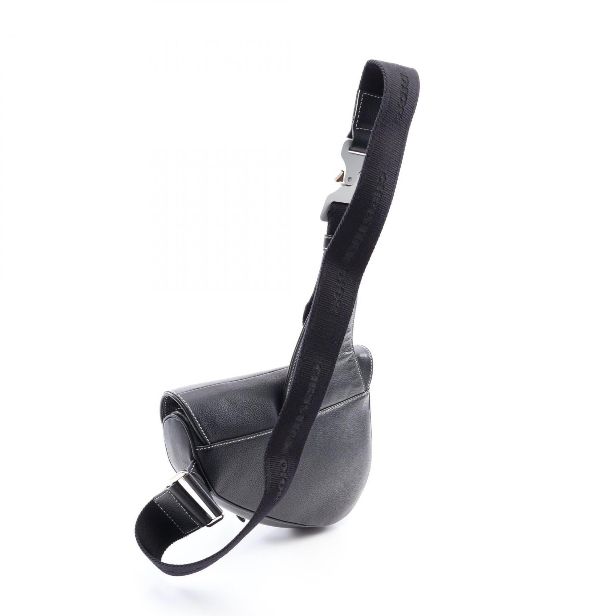 Christian Dior Black Leather Handbag Saddle Bag Sling Bag (Pre-Owned)