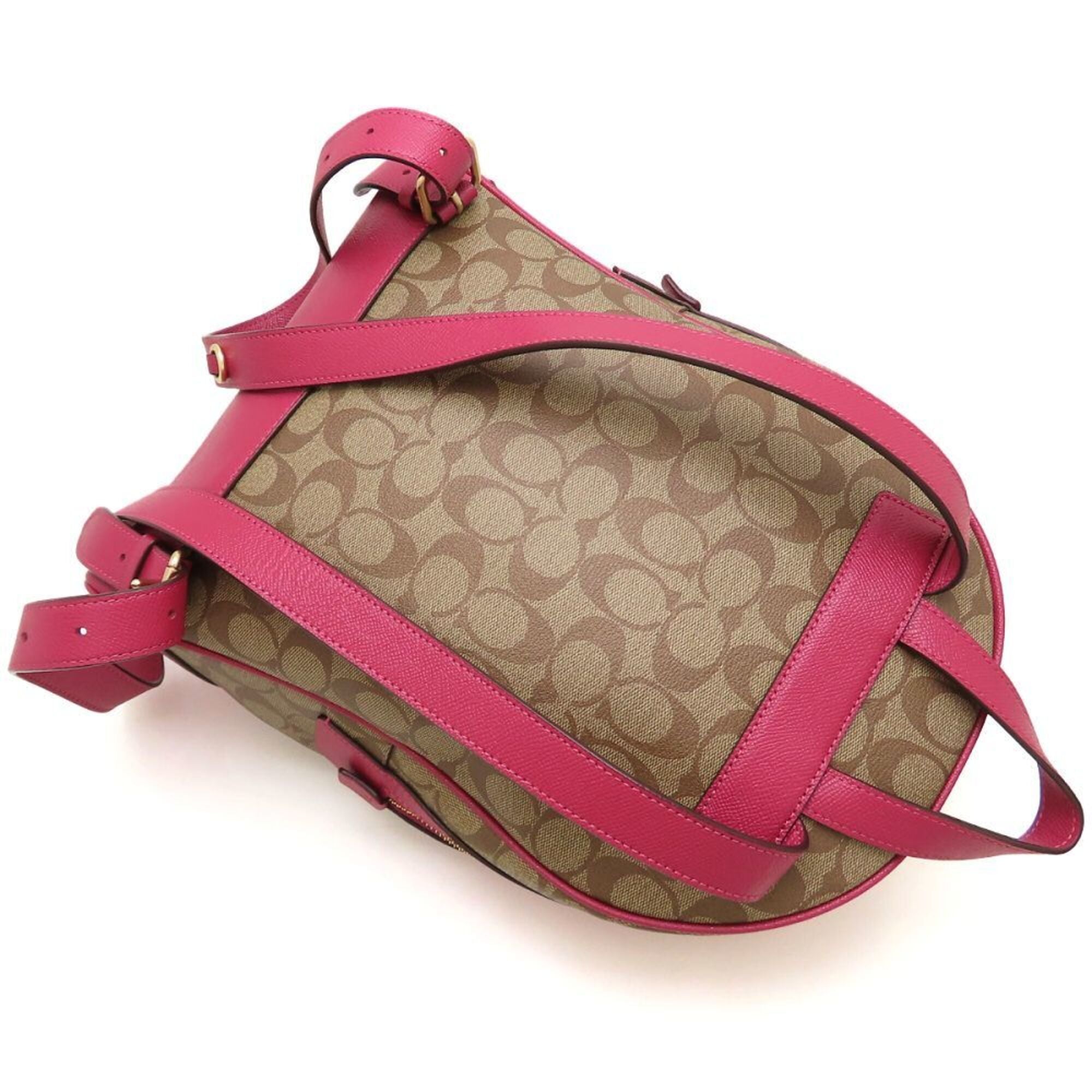 Coach Beige Pink Canvas Leather Backpack (Pre-Owned)