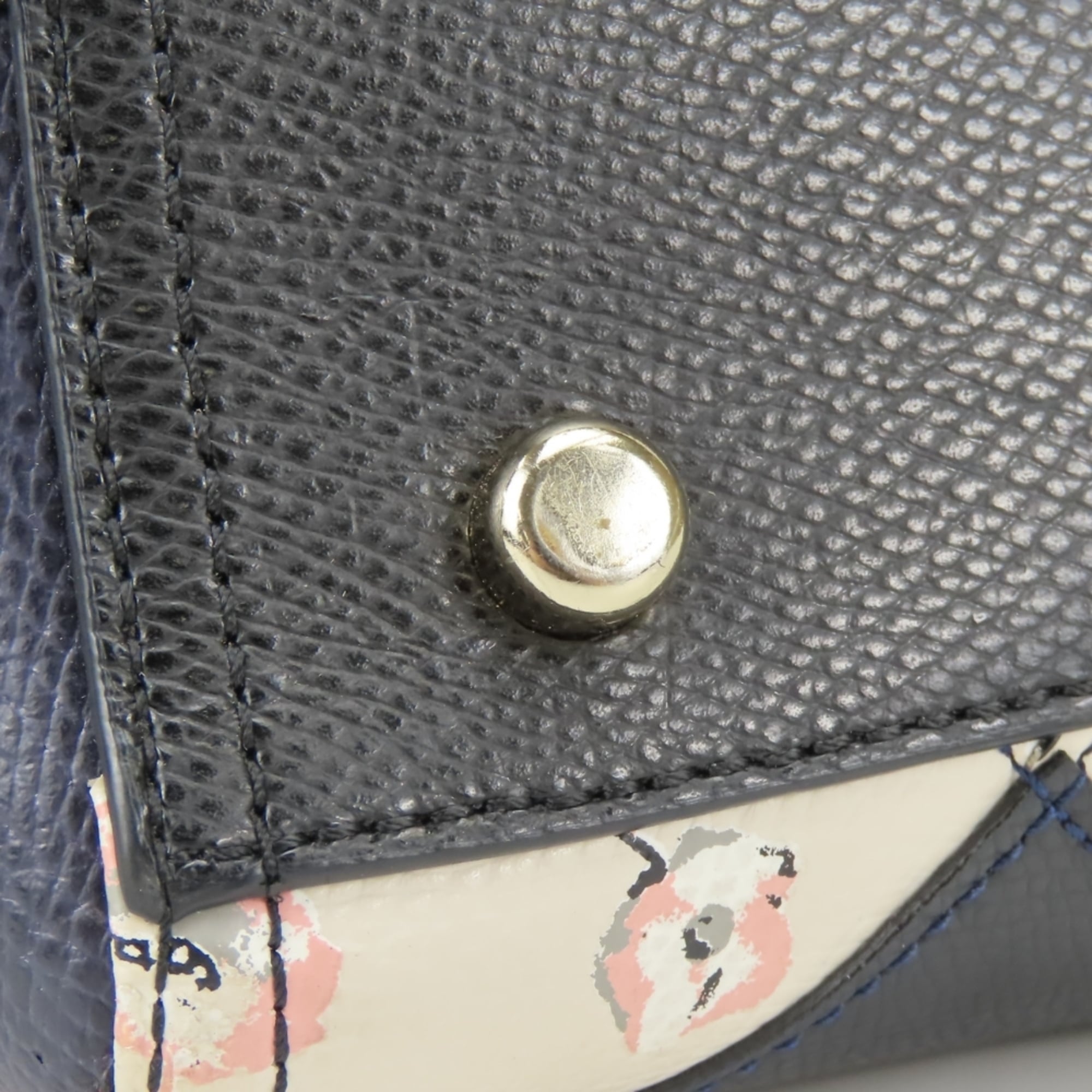 Coach Black Navy Red Color Leather Handbag (Pre-Owned)