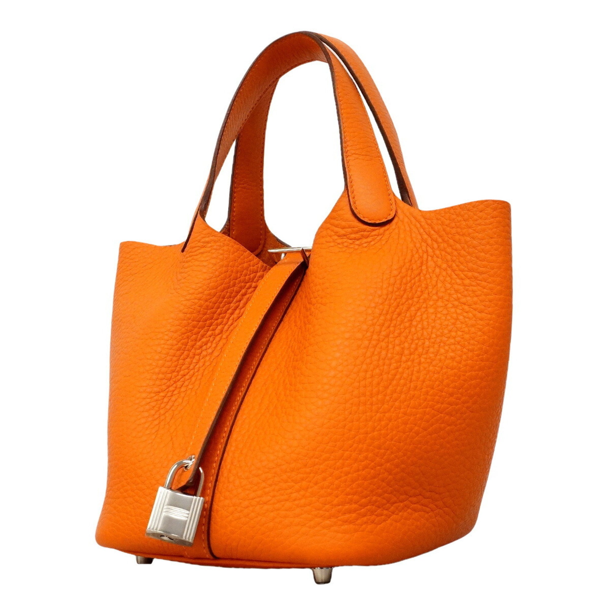 Hermes Orange Taurillon Clemence Leather Handbag (Pre-Owned)
