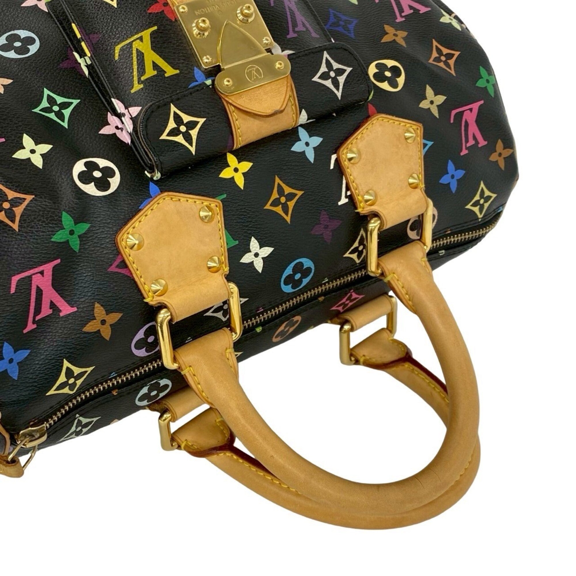 Louis Vuitton Black Multi-Color Leather Pvc Handbag (Pre-Owned)