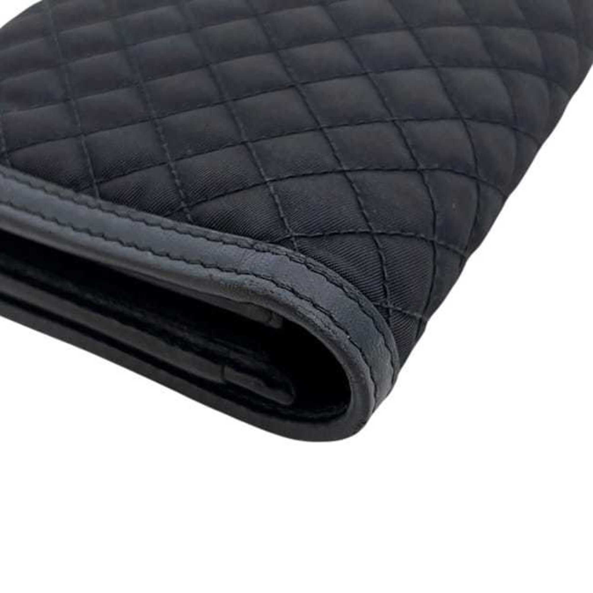 Prada Black Nero Nylon Leather Quilting Chain/Shoulder Wallet (Pre-Owned)