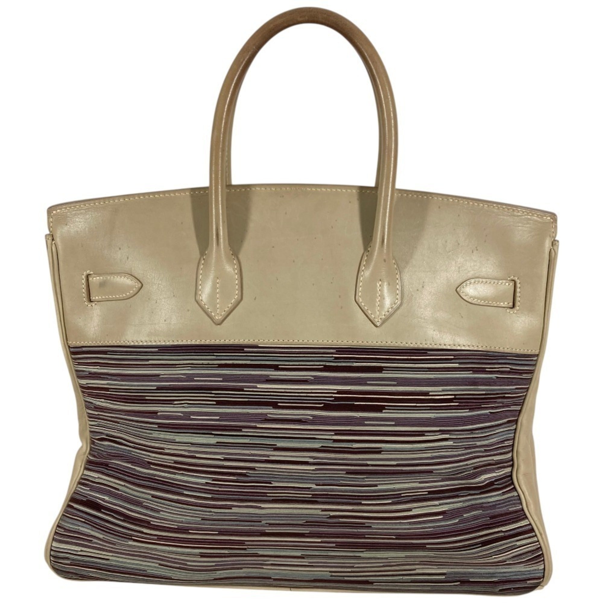 Hermes Multi-Color White Leather Handbag Tote Bag (Pre-Owned)