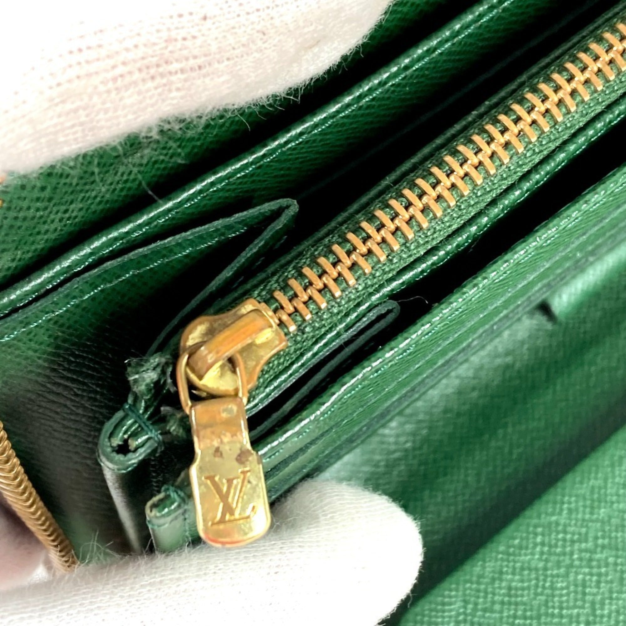 Louis Vuitton Brown Green Monogram Long Wallet (Bi-Fold) (Pre-Owned)