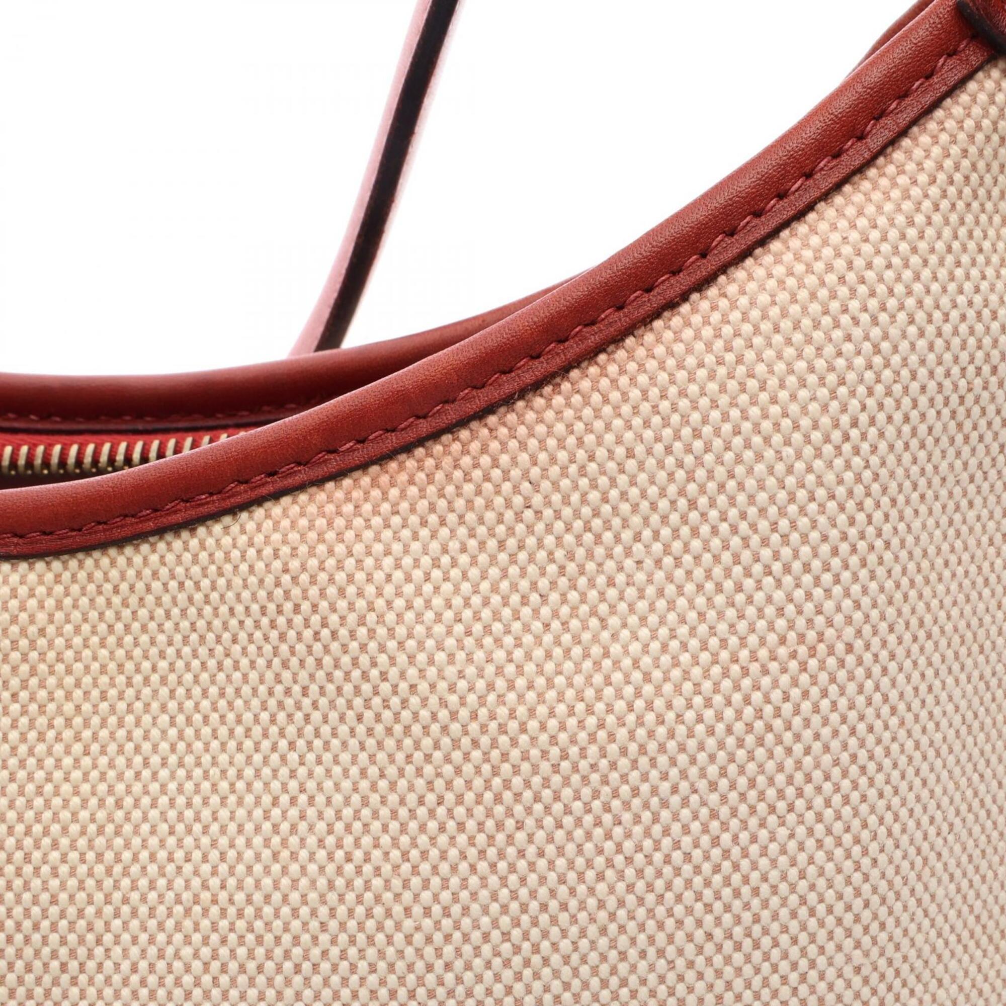 Hermes Bordeaux Ecru Ivory Toile H Handbag Shoulder Bag (Pre-Owned)