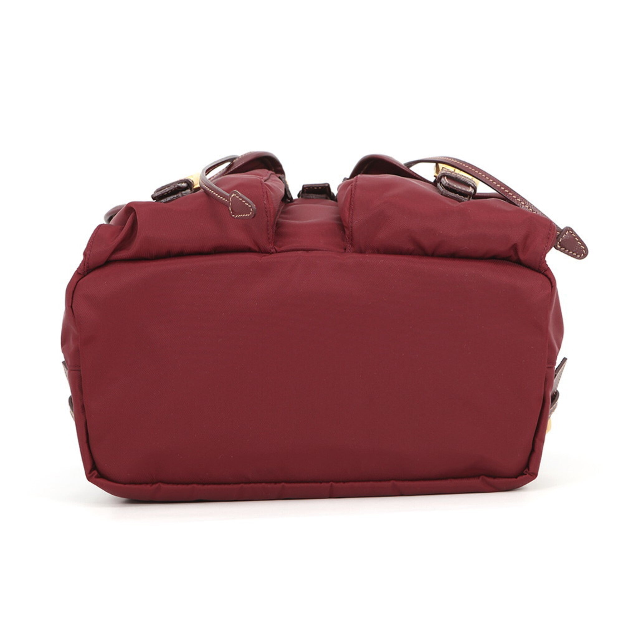 Prada Bordeaux Nylon Leather Backpack Handbag (Pre-Owned)