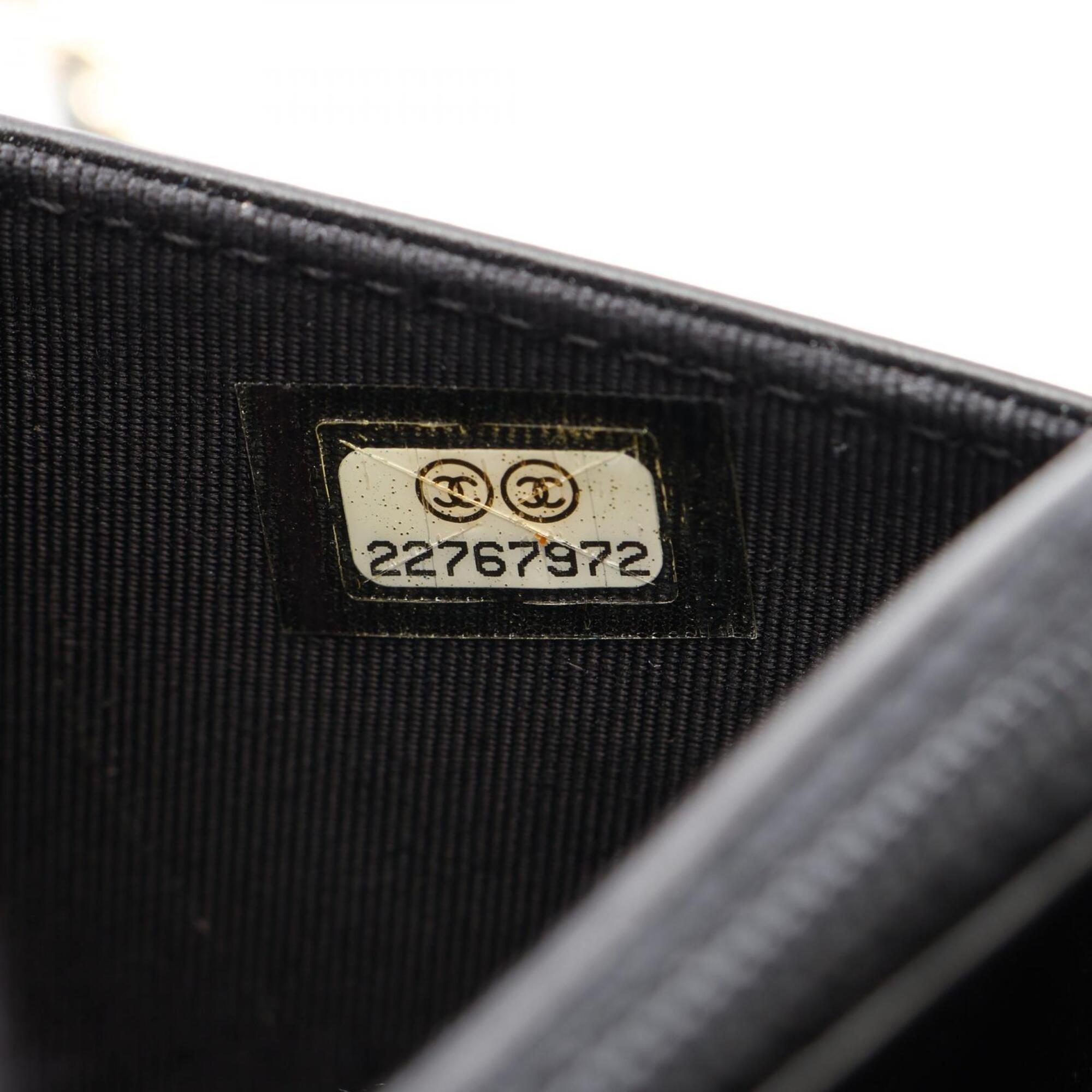 Chanel Black Leather Grained Calfskin Handbag Shoulder Bag (Pre-Owned)