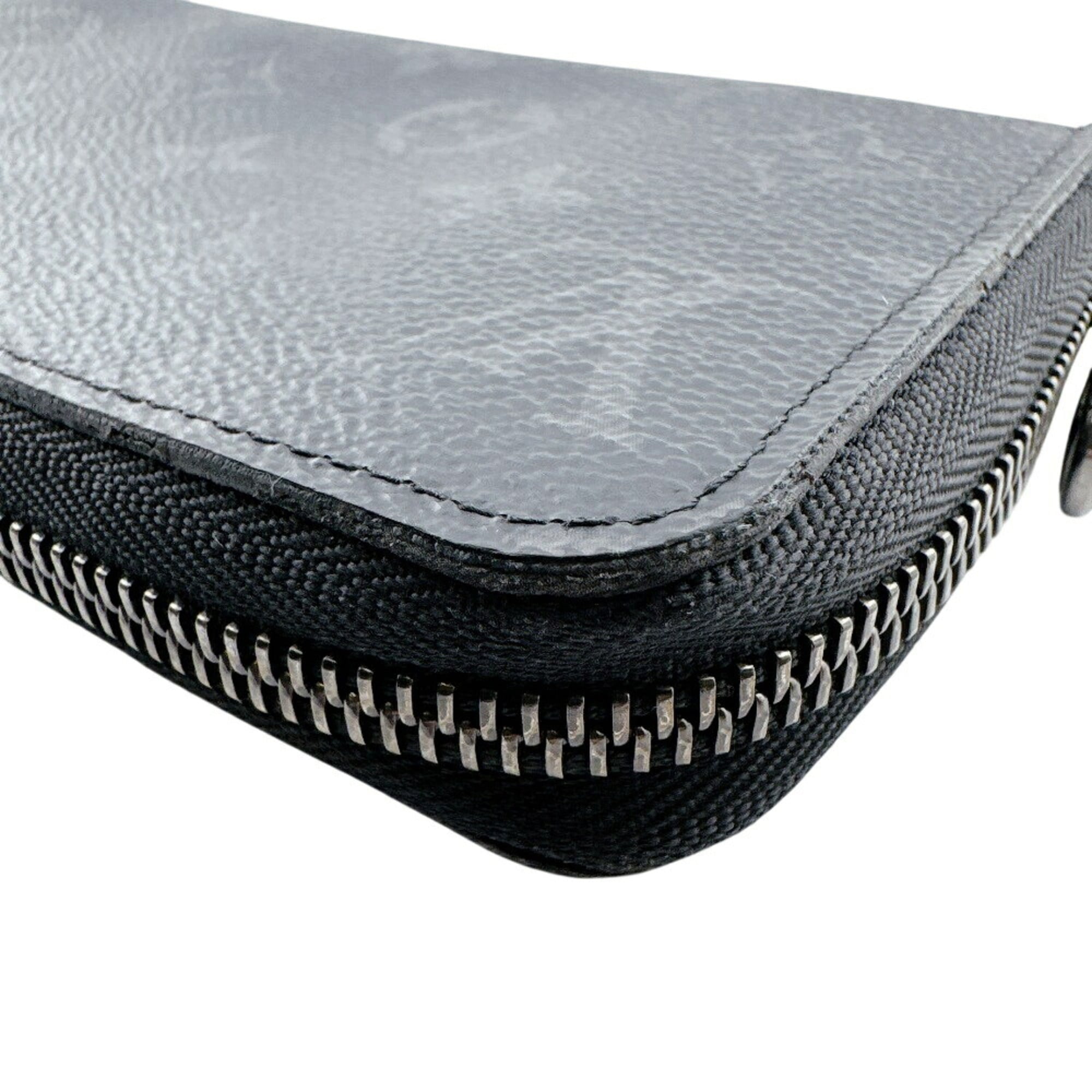 Louis Vuitton Monogram Eclipse Black Gray Monogram Eclipse Leather Long Wallet (Bi-Fold) (Pre-Owned)