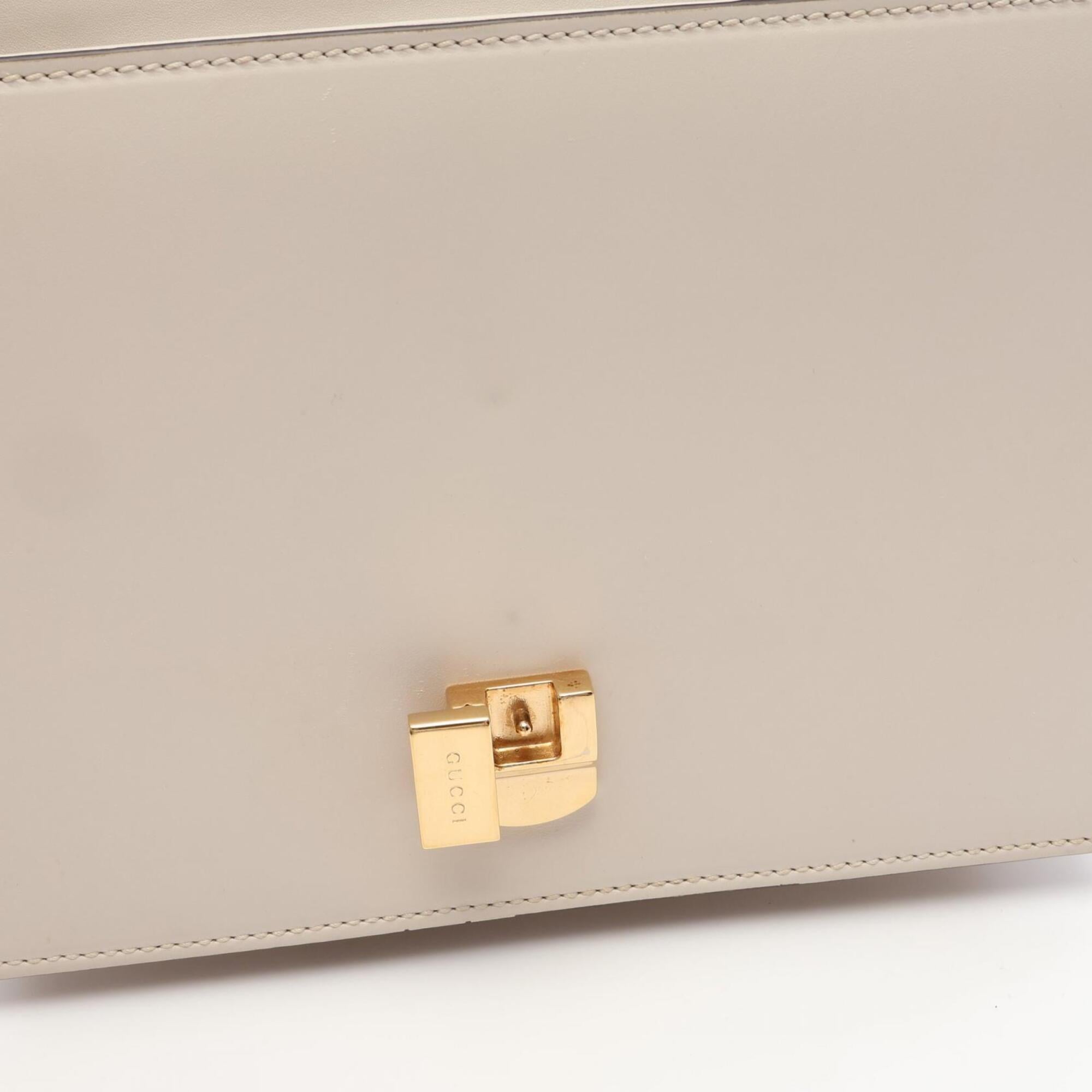 Gucci Navy Red Color White Leather Handbag Shoulder Bag (Pre-Owned)