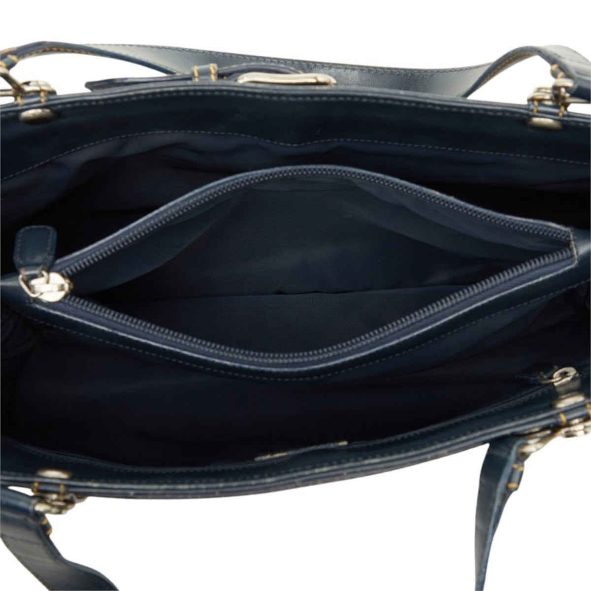 Christian Dior Trotter Navy Leather Jacquard Handbag (Pre-Owned)