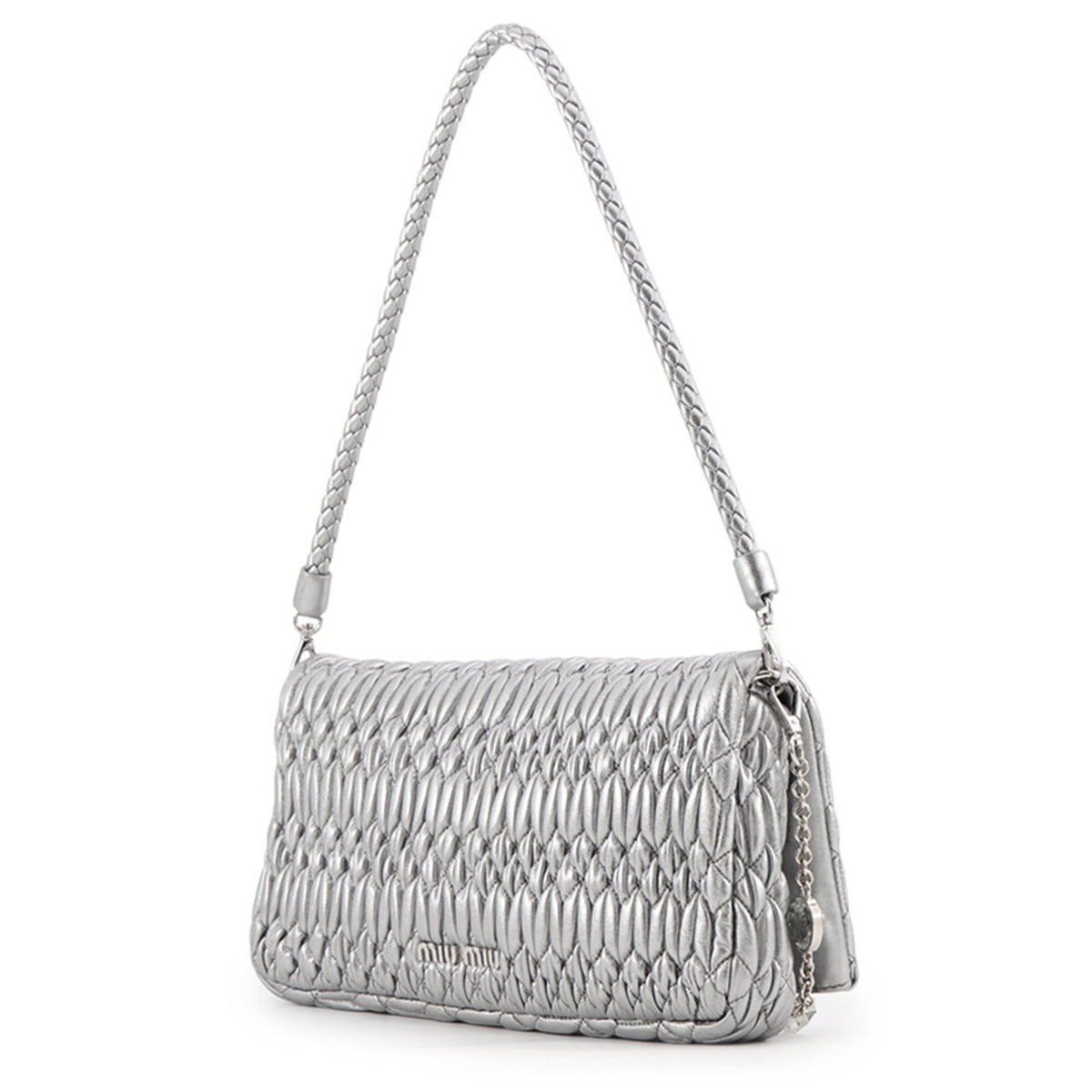 Miu Miu Matelasse Silver Shoulder Bag (Pre-Owned)