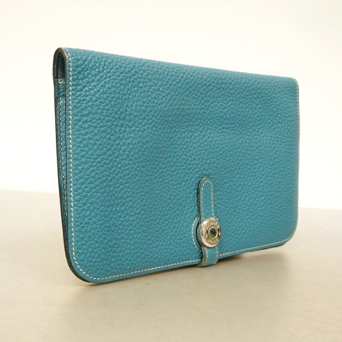 Hermes Blue Jean Togo Leather Long Wallet (Bi-Fold) (Pre-Owned)