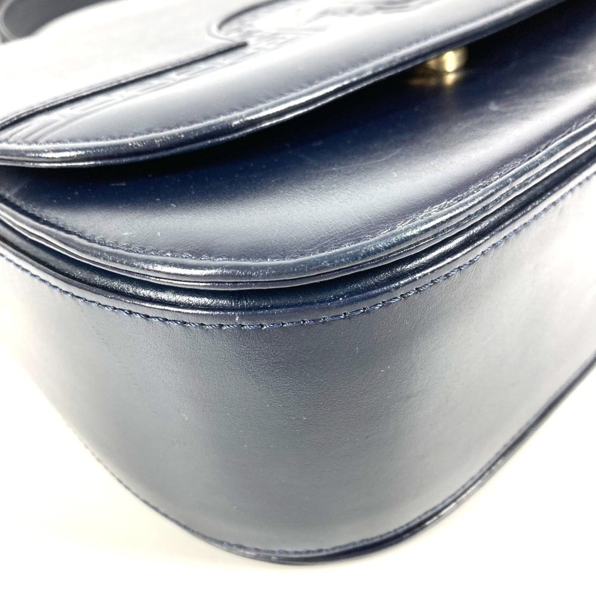 Versace Navy Leather Shoulder Bag (Pre-Owned)