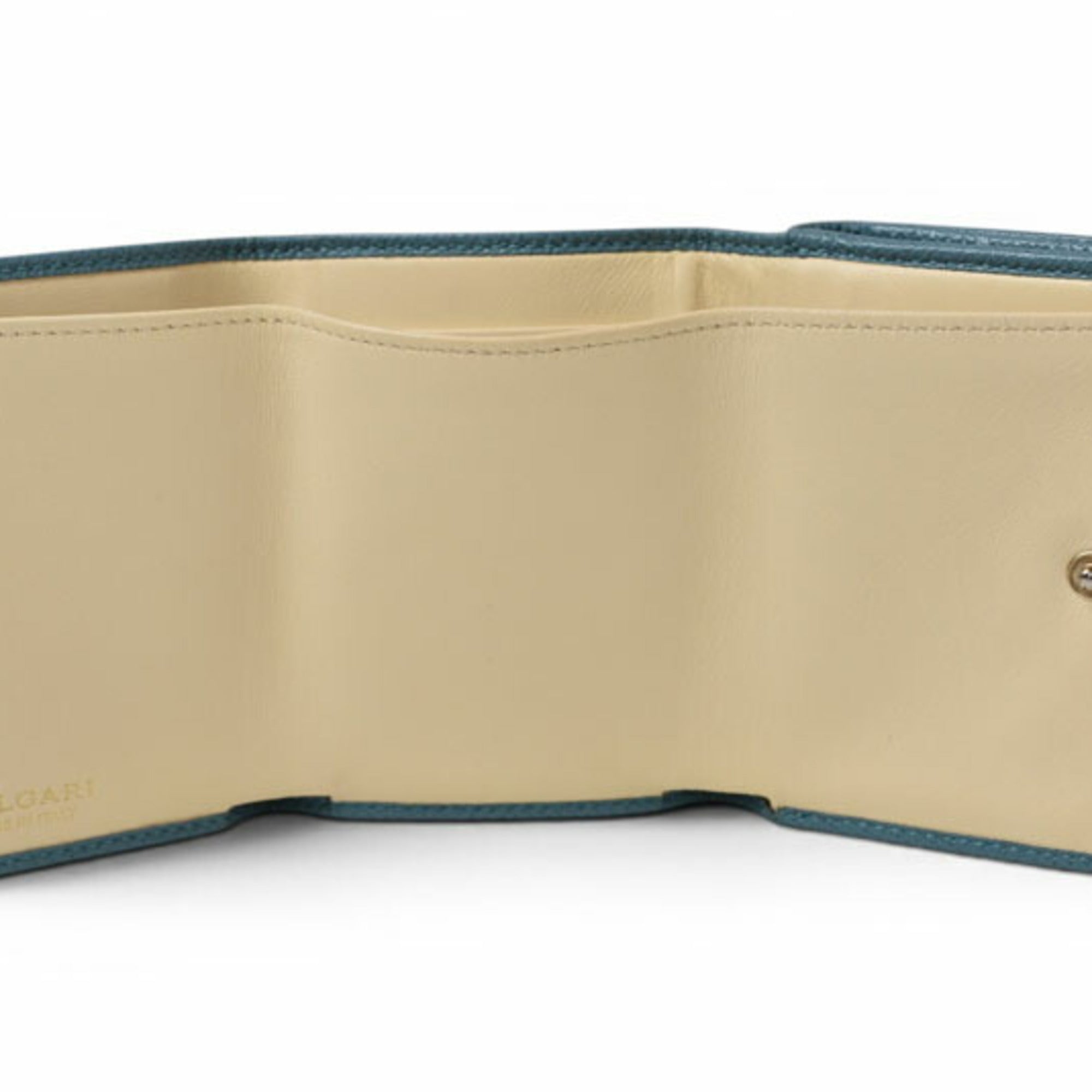 Bvlgari Bvlgari Bvlgari Blue Turquoise Leather Wallet (Tri-Fold) (Pre-Owned)
