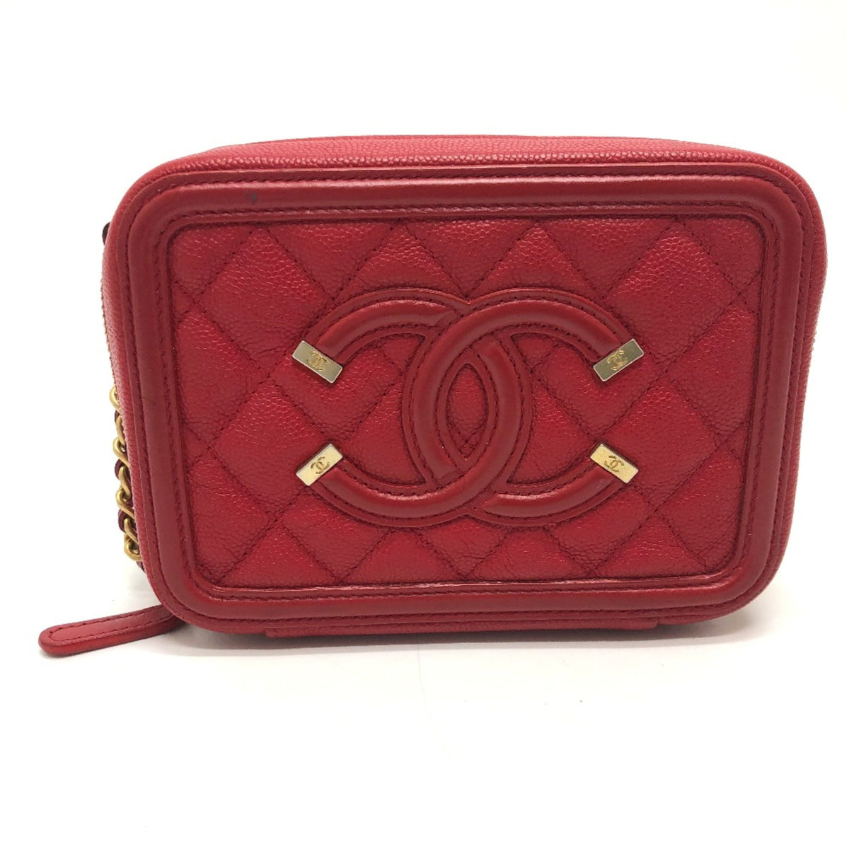 Chanel Red Leather Shoulder Bag (Pre-Owned)