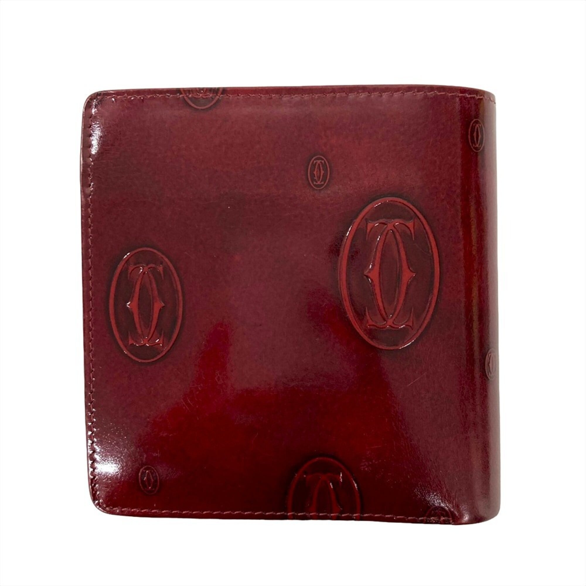 Cartier Happy Birthday Bordeaux Wine Red Patent Leather Wallet (Bi-Fold) (Pre-Owned)