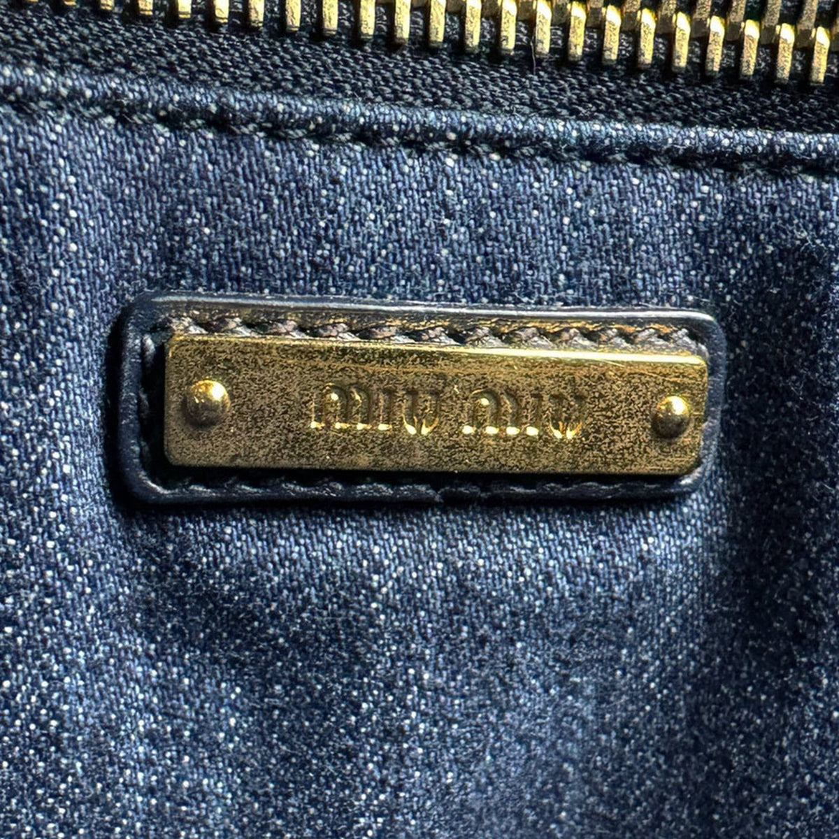 Miu Miu Navy Pink Denim Handbag Shoulder Bag (Pre-Owned)