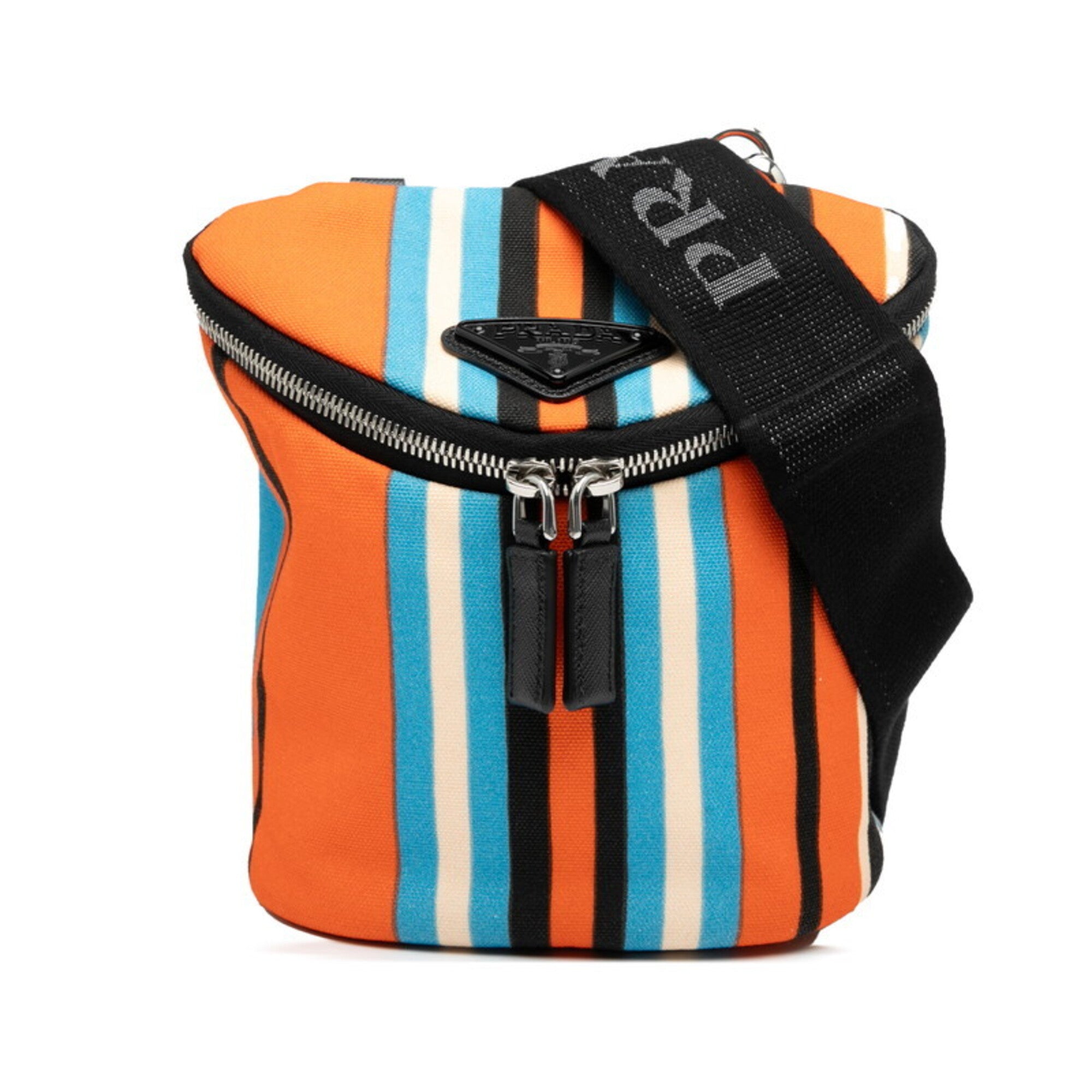Prada Multi-Color Orange Canvas Pouch Shoulder Bag (Pre-Owned)