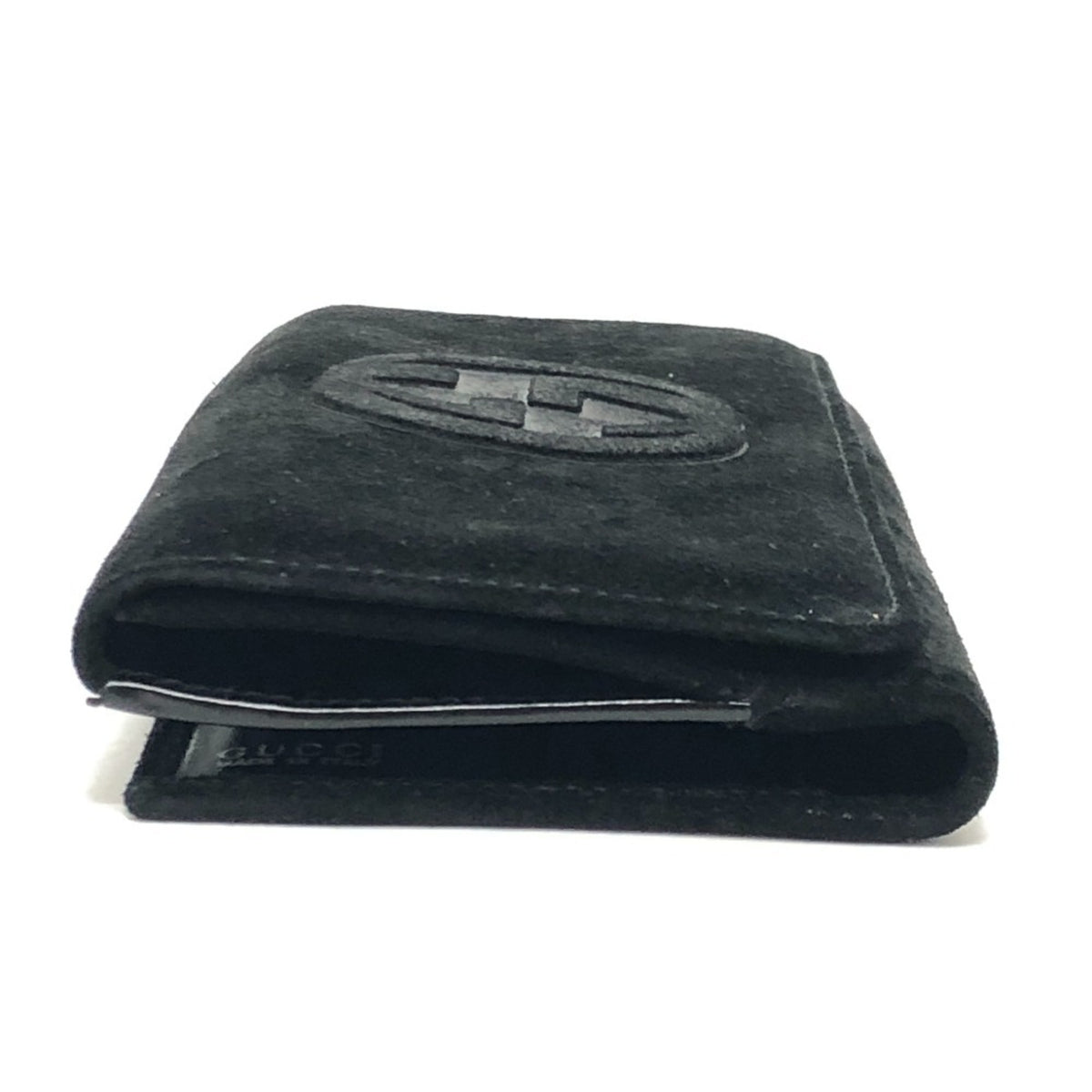 Gucci Black Suede Leather Long Wallet (Bi-Fold) (Pre-Owned)