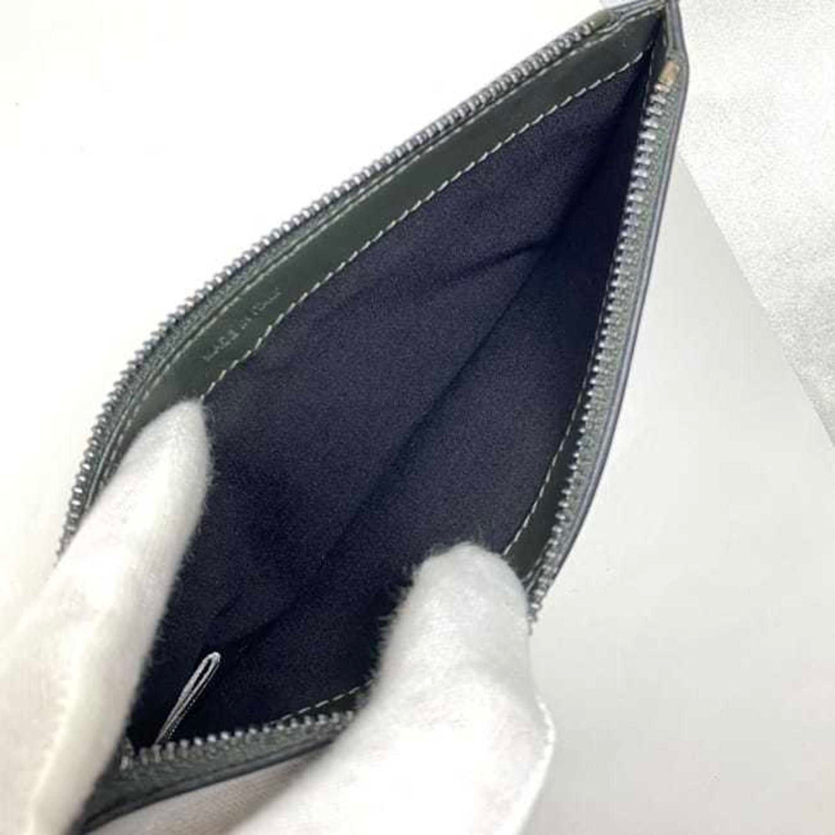 Jimmy Choo Khaki Navy Leather Coin Purse/Coin Case (Pre-Owned)