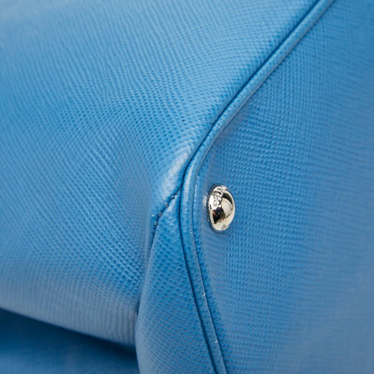Prada Blue Saffiano Triangle Leather Handbag Tote Bag (Pre-Owned)