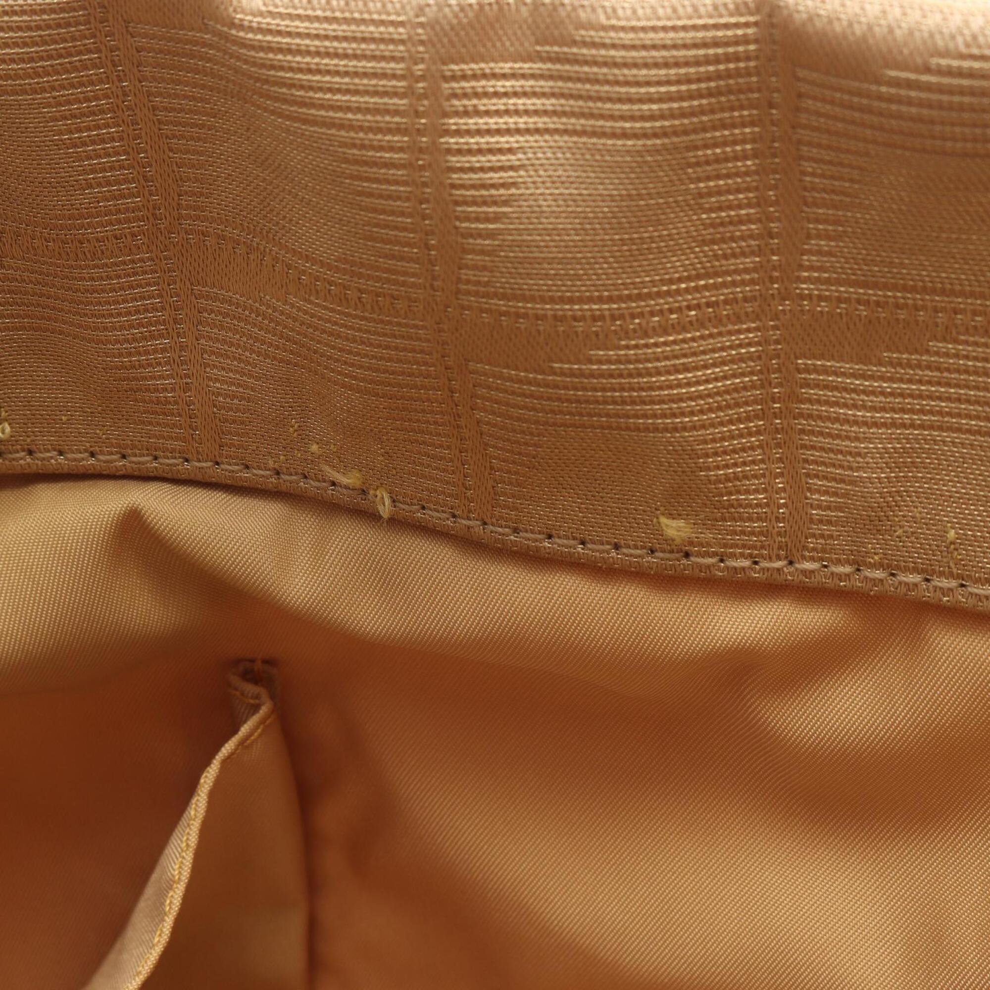 Chanel Gold Leather Nylon Canvas Handbag Tote Bag (Pre-Owned)