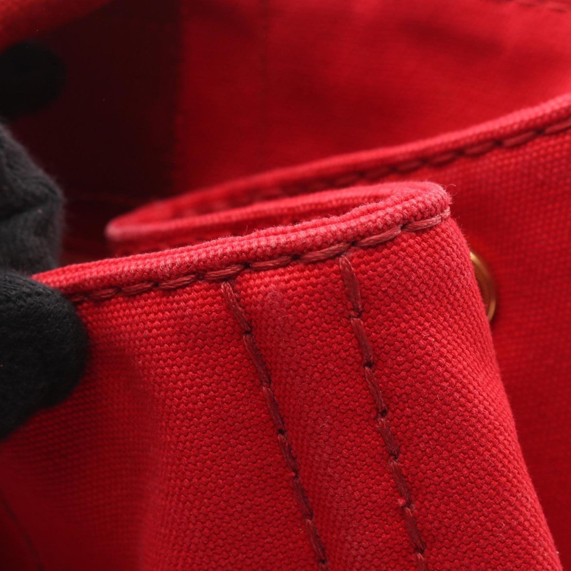 Prada Red Color Canvas Tote Bag (Pre-Owned)