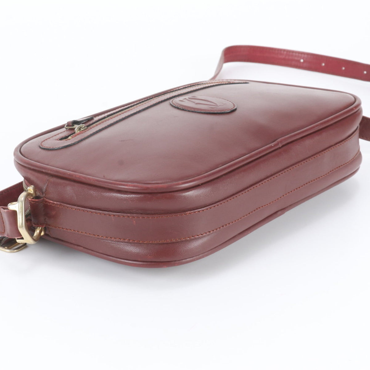 Cartier Wine Red Leather Crossbody Bag Shoulder Bag (Pre-Owned)