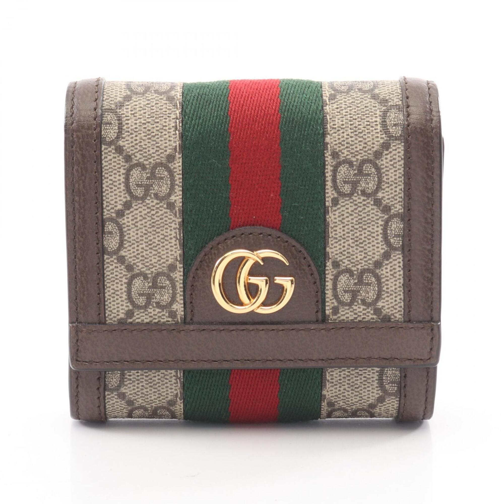 Gucci Beige Brown Gg Supreme Leather Wallet (Bi-Fold) (Pre-Owned)
