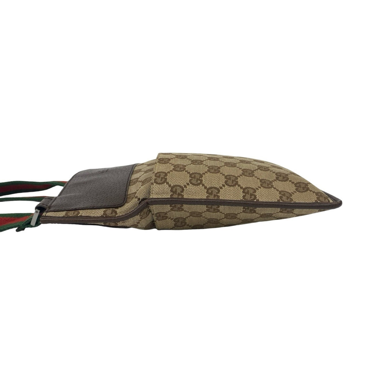 Gucci Brown Green Red Color Canvas Leather Shoulder Bag (Pre-Owned)