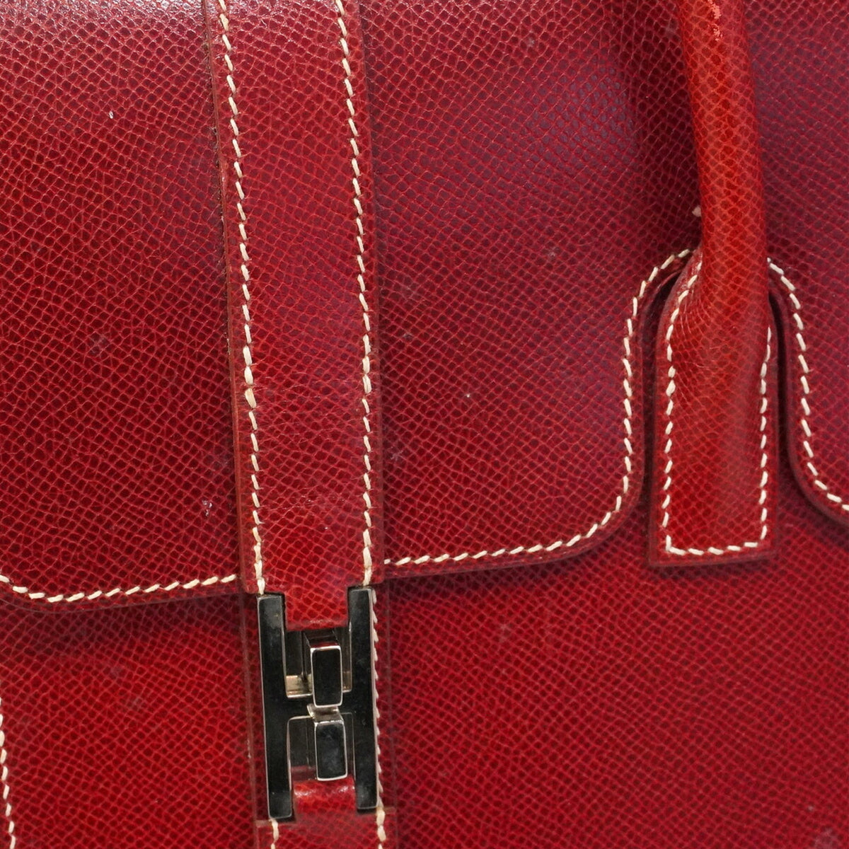 Hermes Rouge Casaque Courchevel Leather Handbag (Pre-Owned)