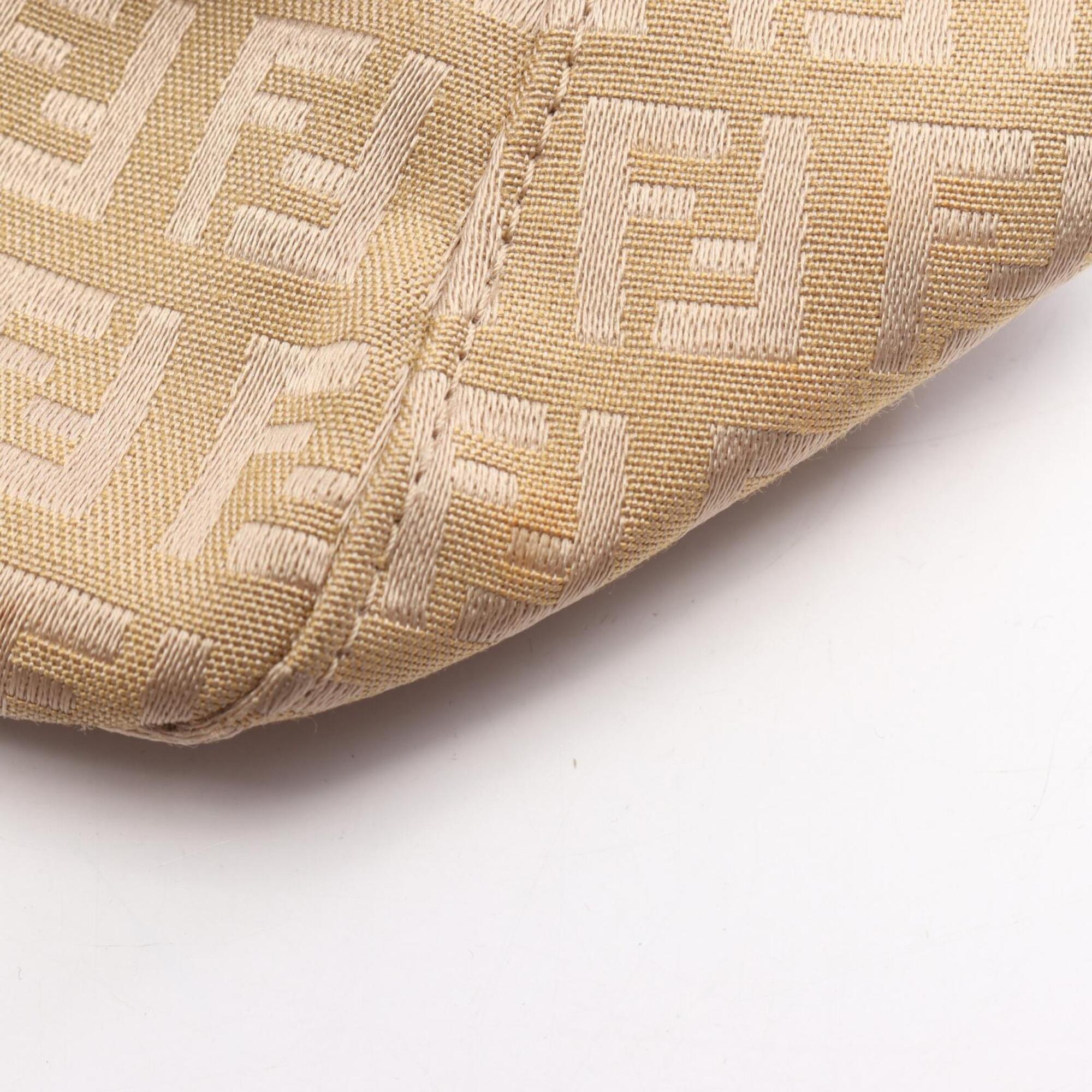 Fendi Beige Canvas Leather Handbag Shoulder Bag (Pre-Owned)