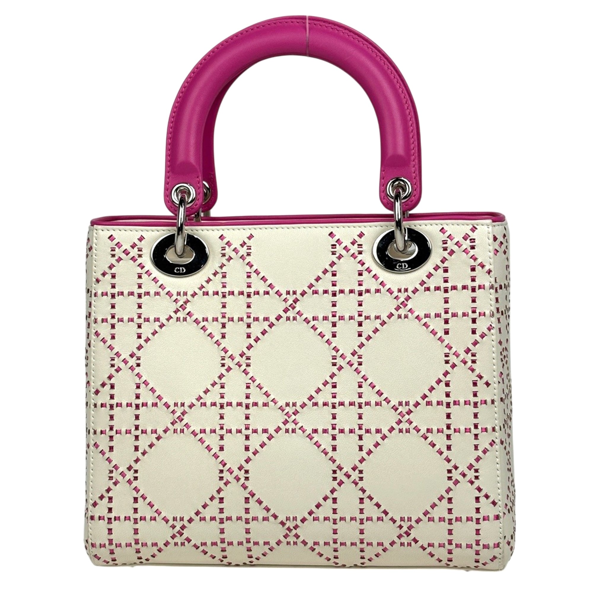 Christian Dior Pink White Leather Handbag (Pre-Owned)