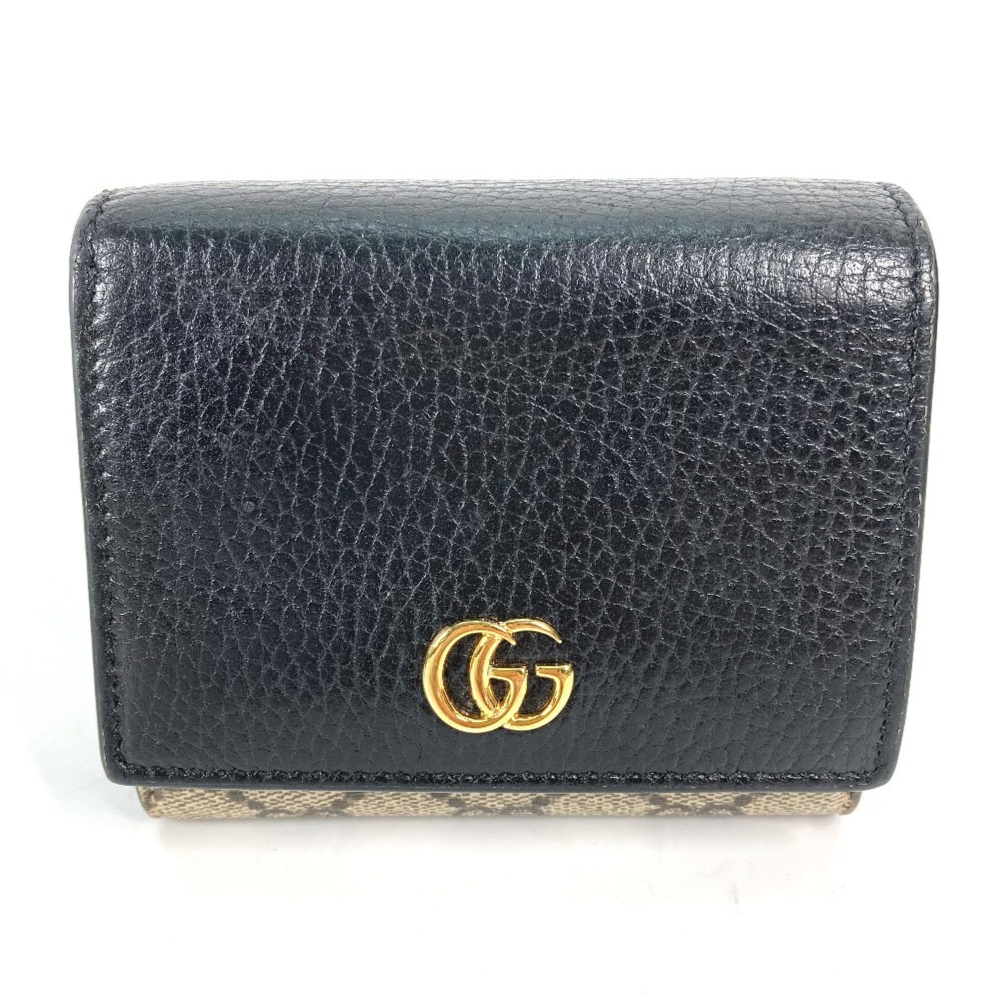 Gucci Beige Black Leather Pvc Wallet (Bi-Fold) (Pre-Owned)