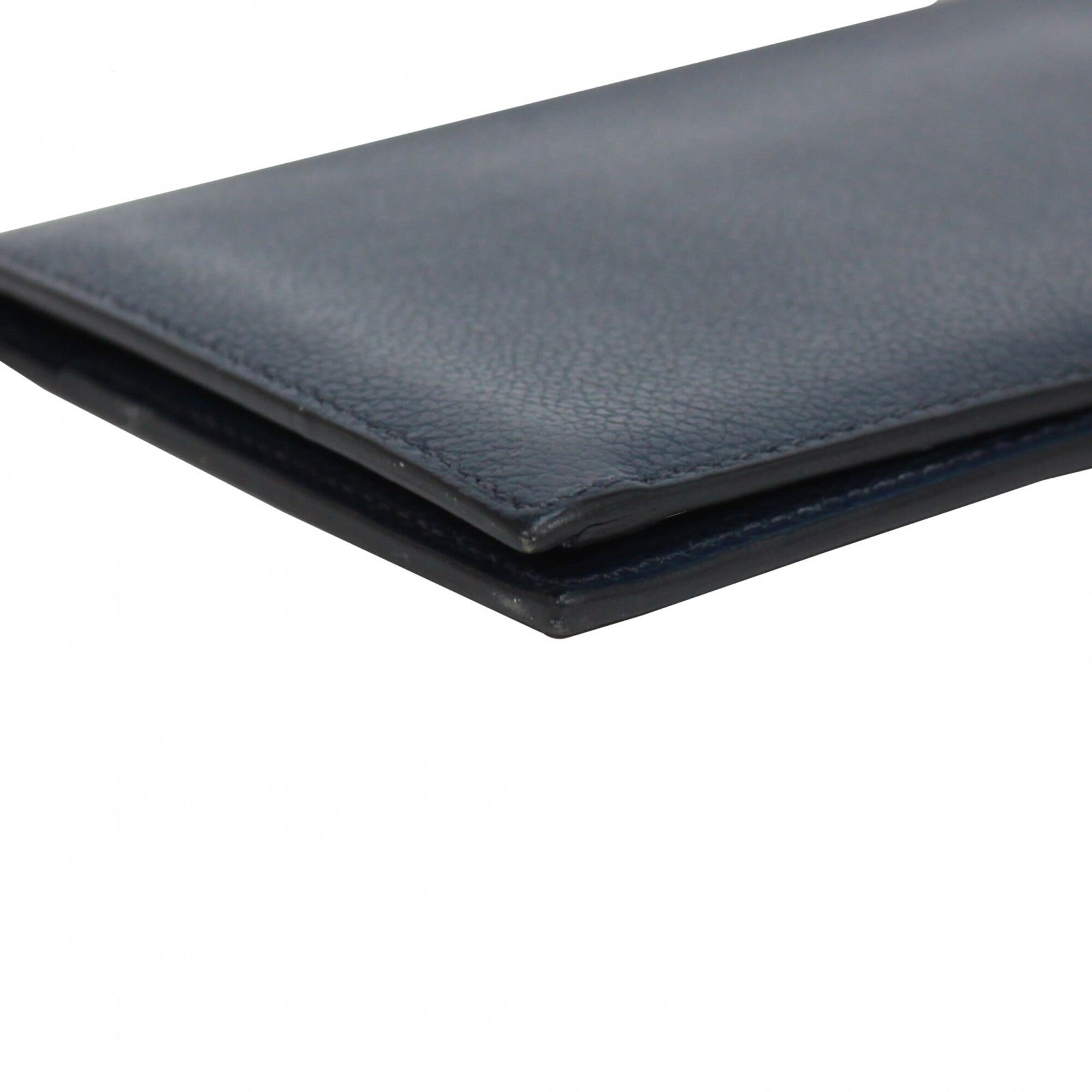 Hermes Navy Evercalf Leather Long Wallet (Bi-Fold) (Pre-Owned)
