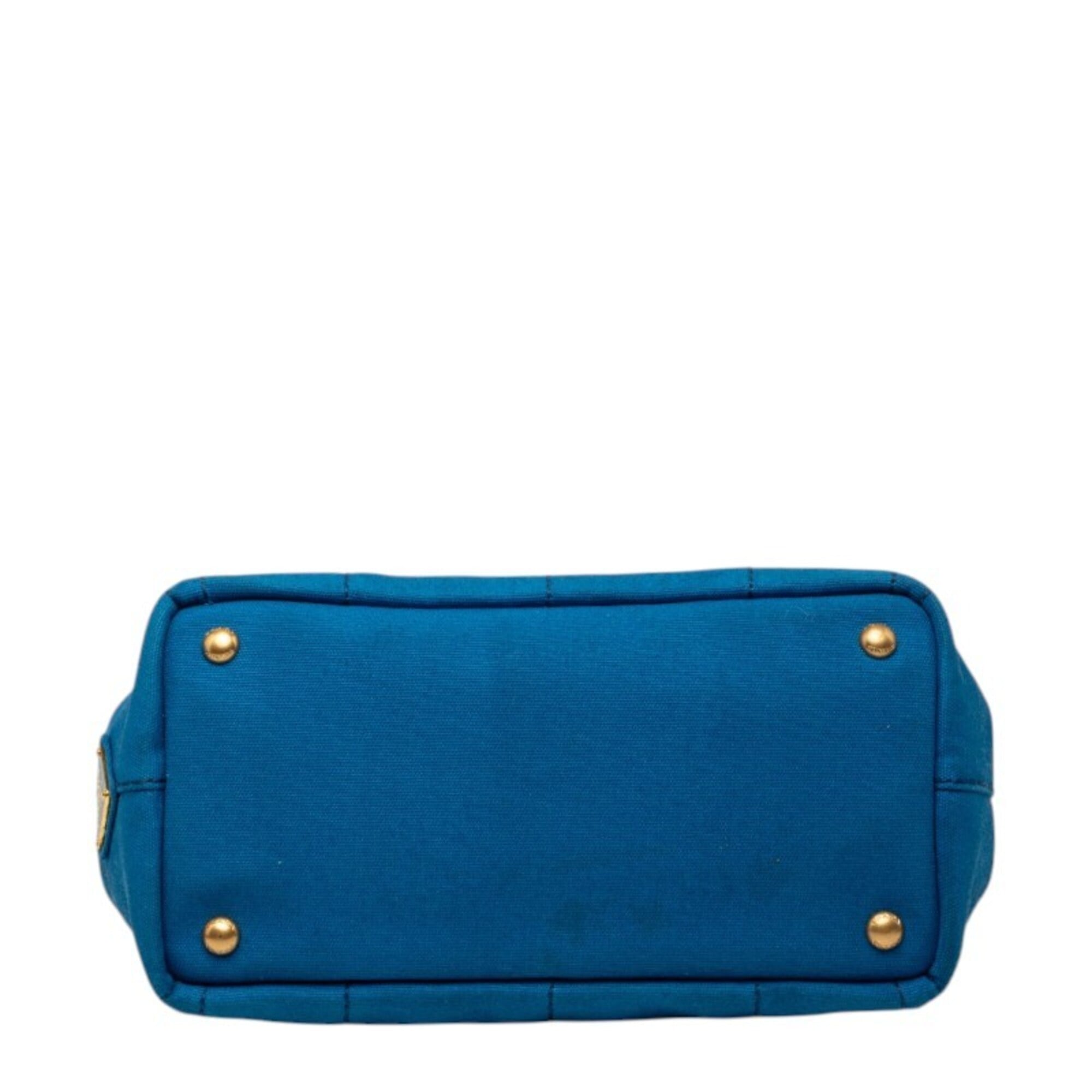 Prada Blue Canvas Handbag Shoulder Bag (Pre-Owned)